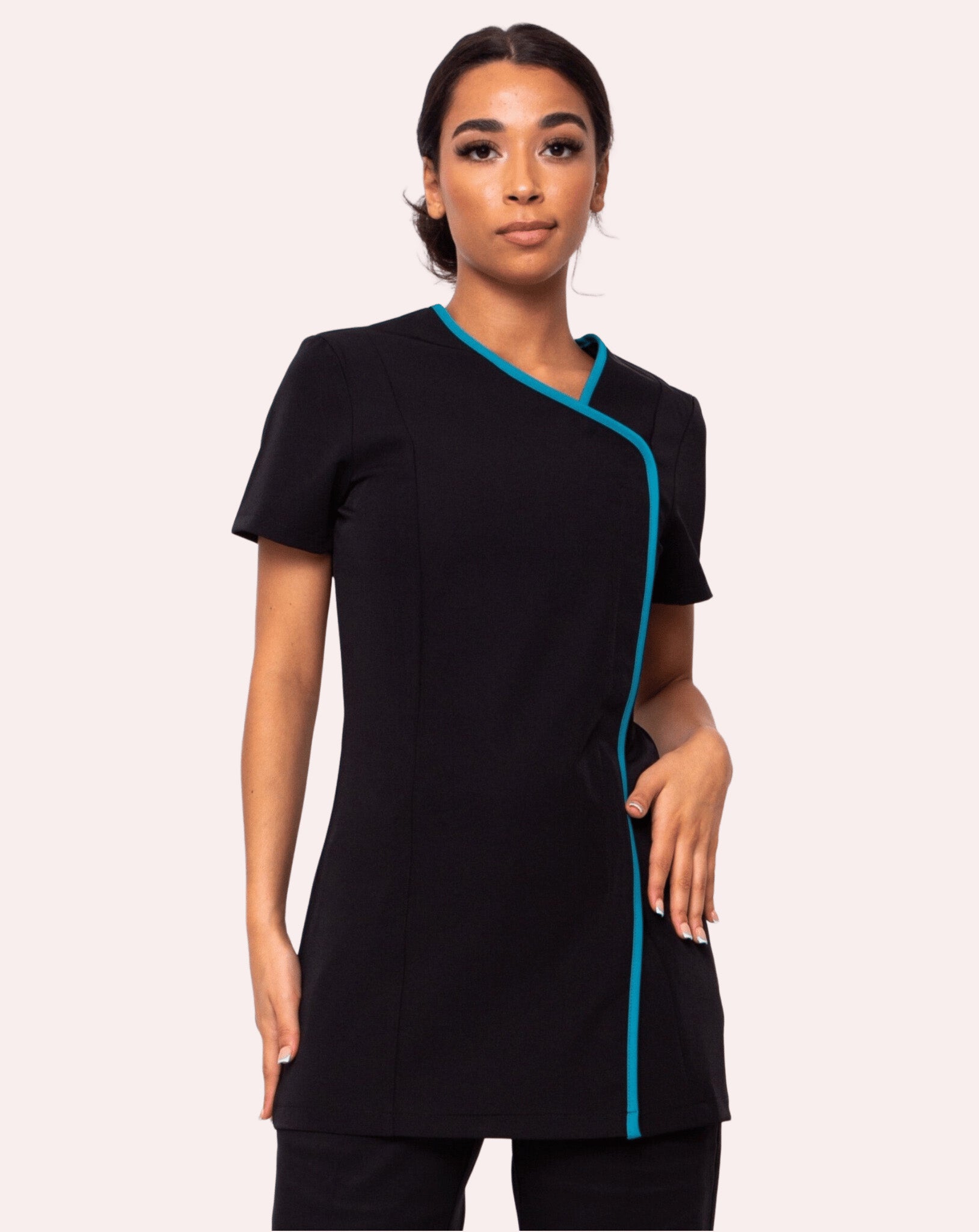 Charm Women's Asymmetric Tunic | Black & Teal