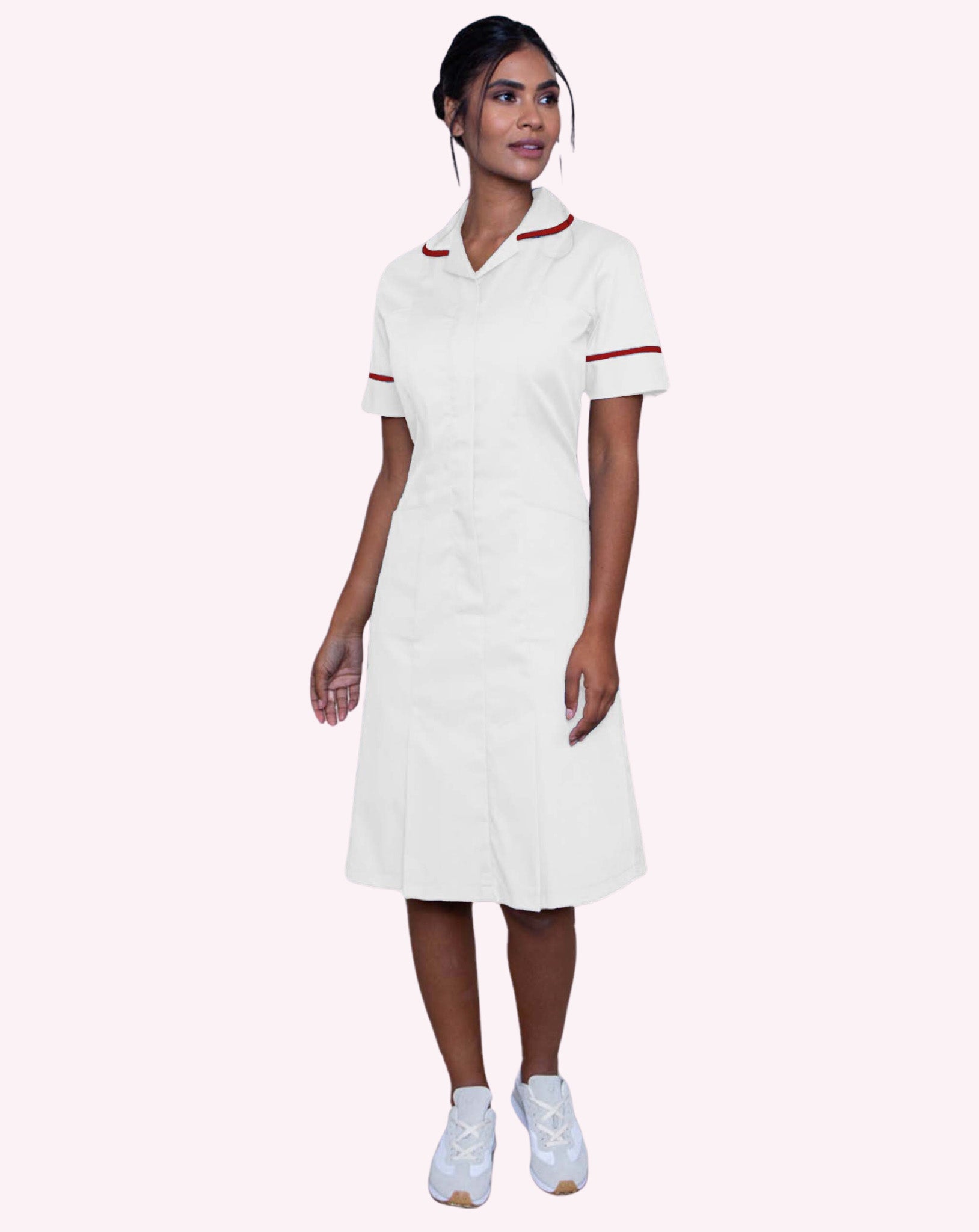 white burgundy dress Halton Women's Classic Collar Healthcare Dress