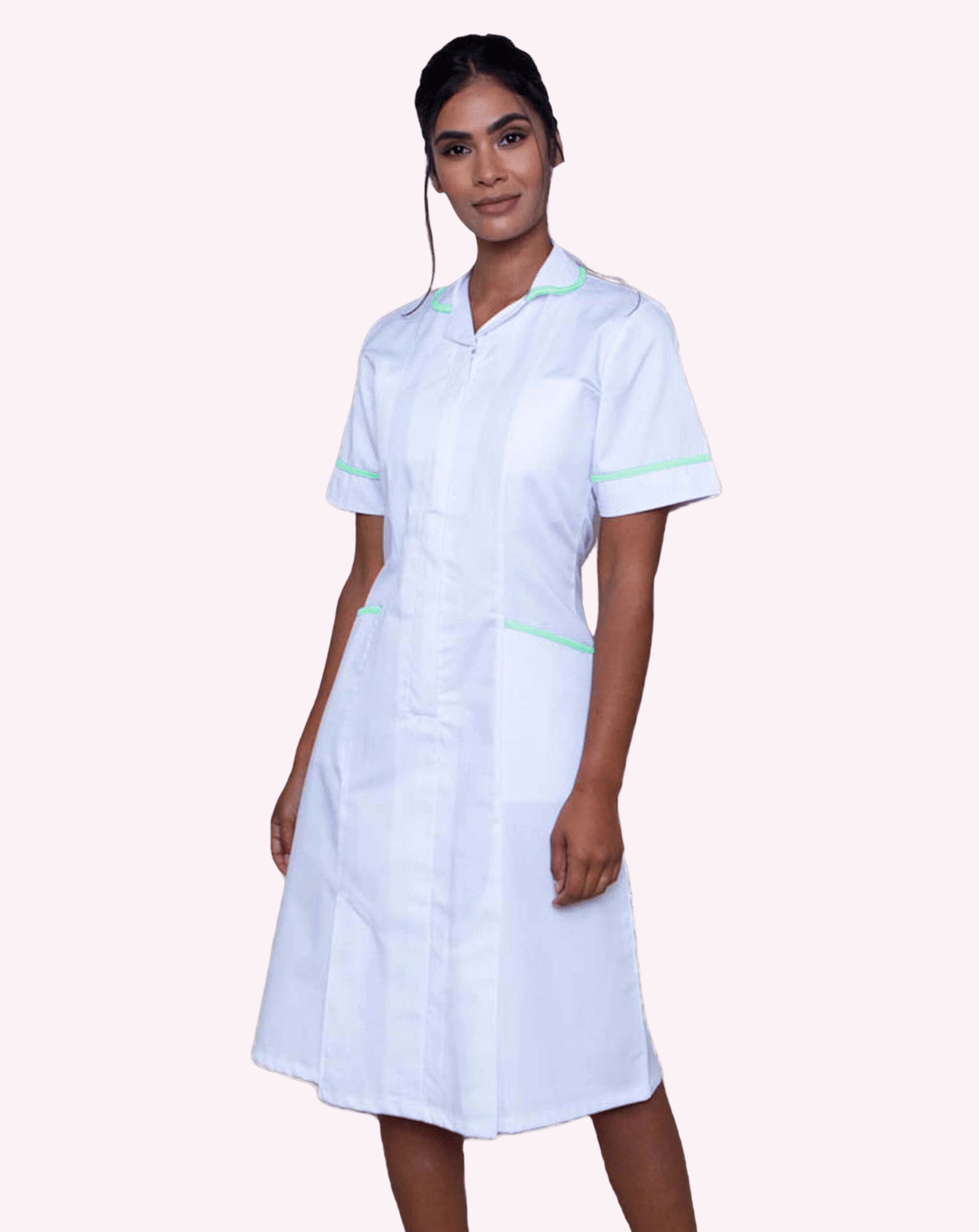 Hartford Women's Classic Healthcare Dress | White & Eau de Nil