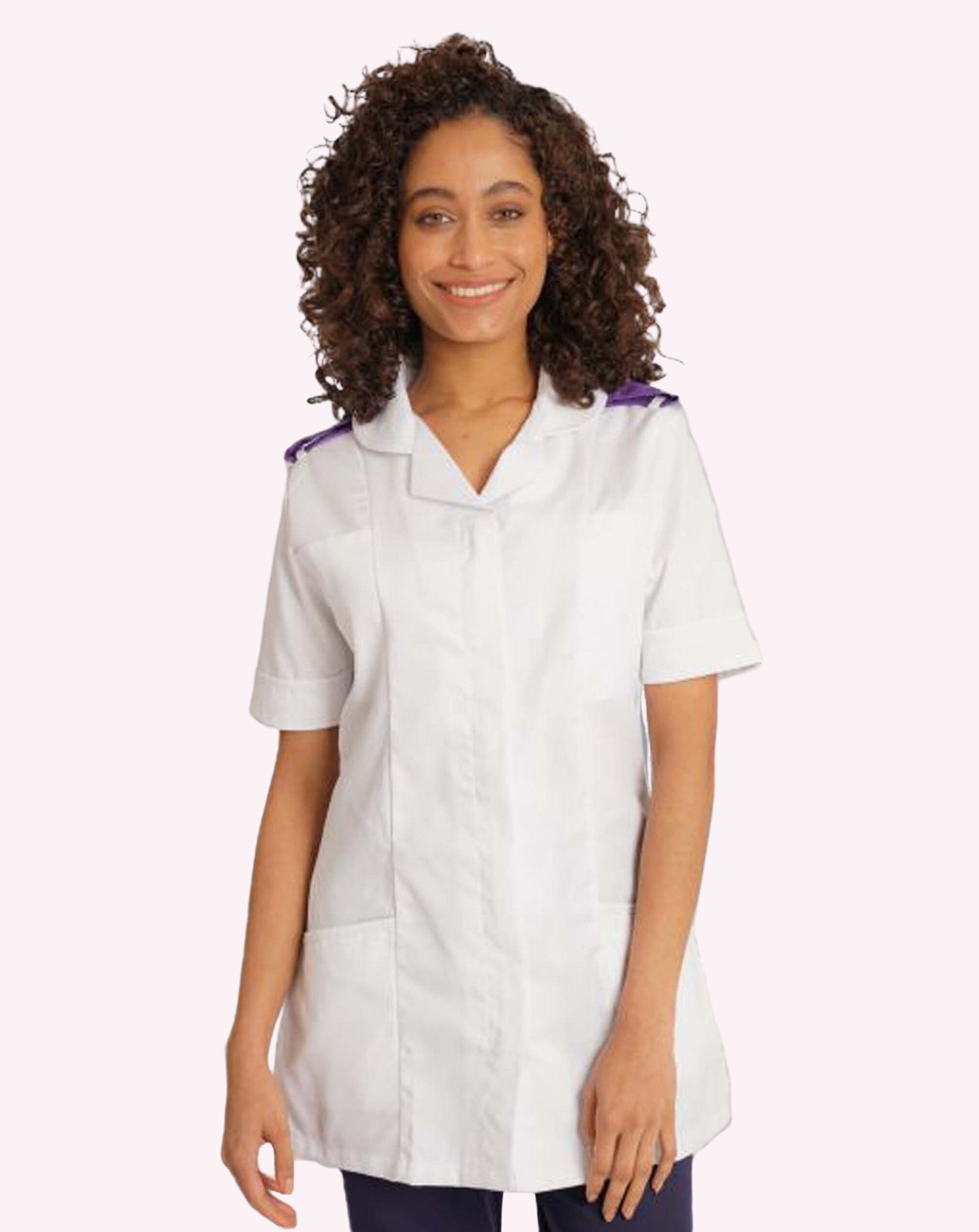 Women's Healthcare Tunic with Epaulette Loops | White