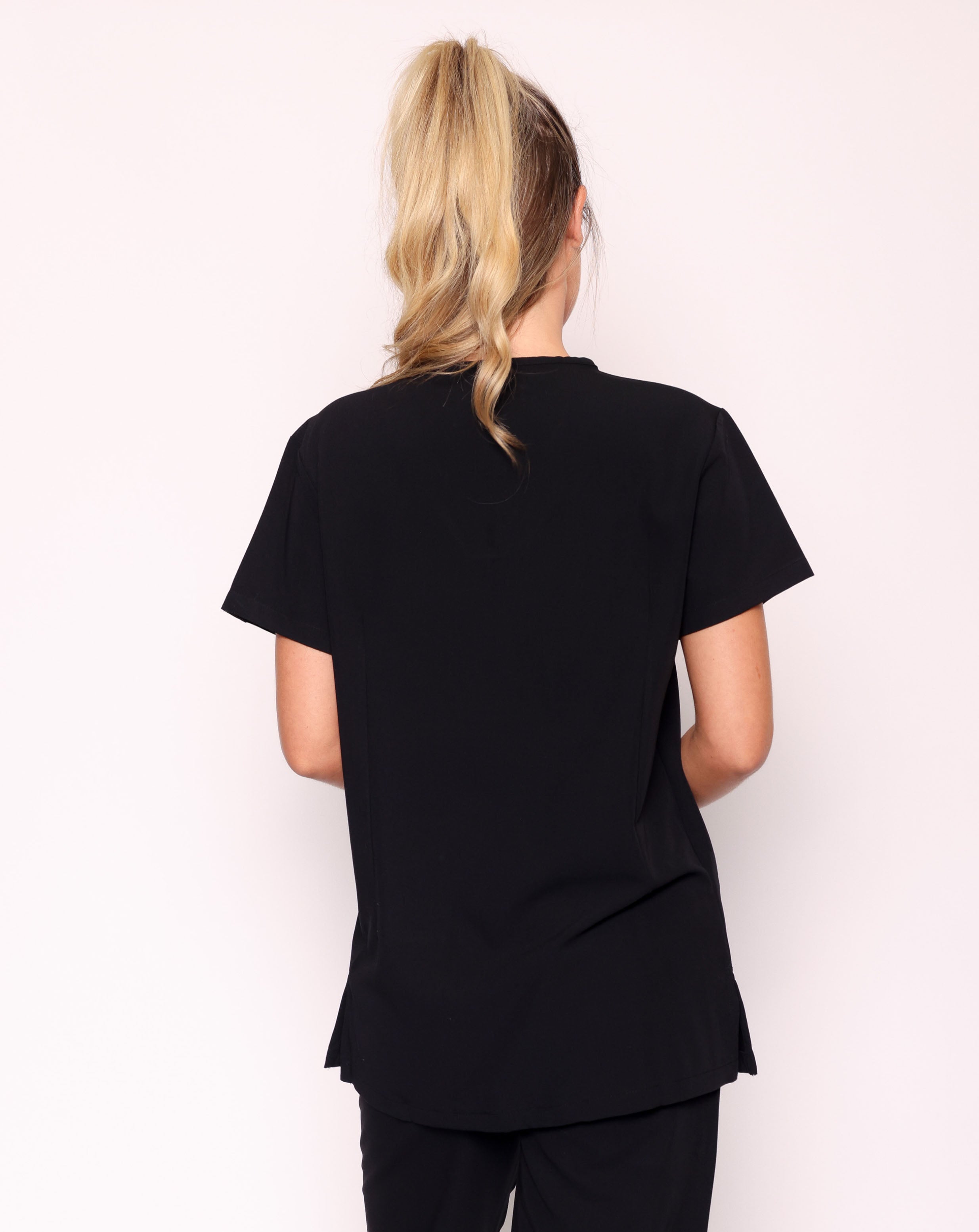 Ari Women's Long Length Scrub Top | Black