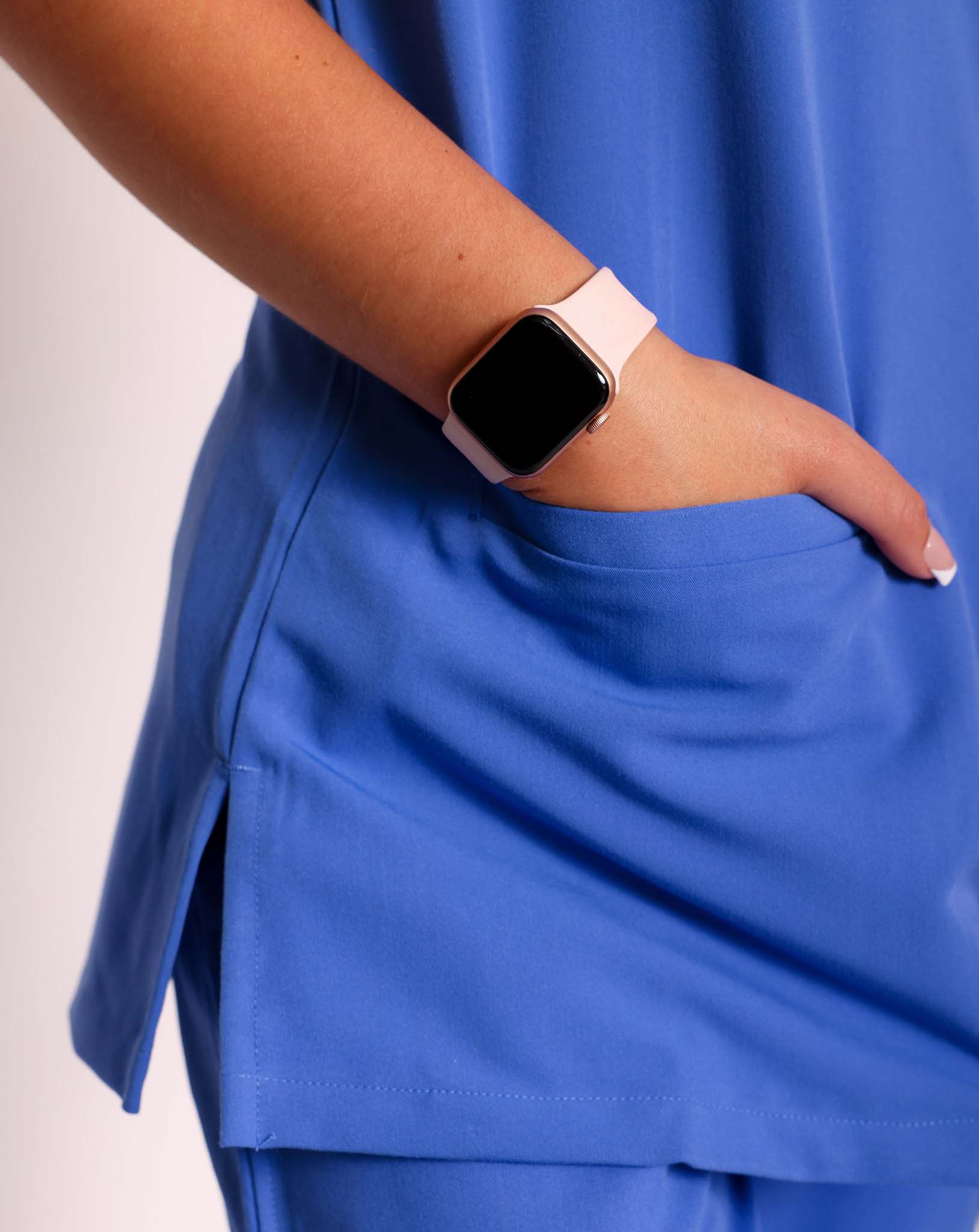 Ari Women's Long Length Scrub Top | Ciel Blue