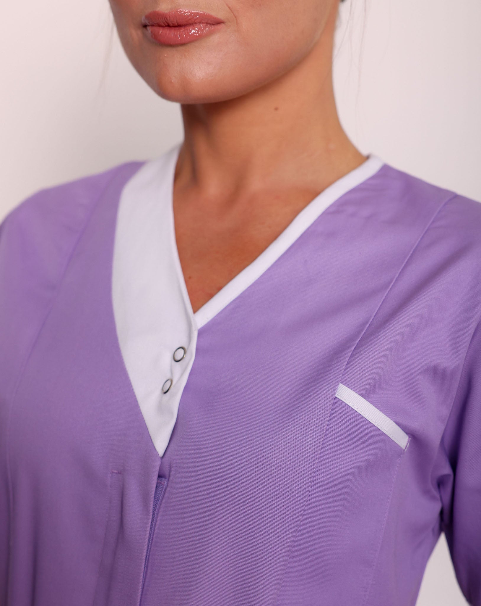 Blend Women's Asymmetric Two Stud Tunic | Lilac & White