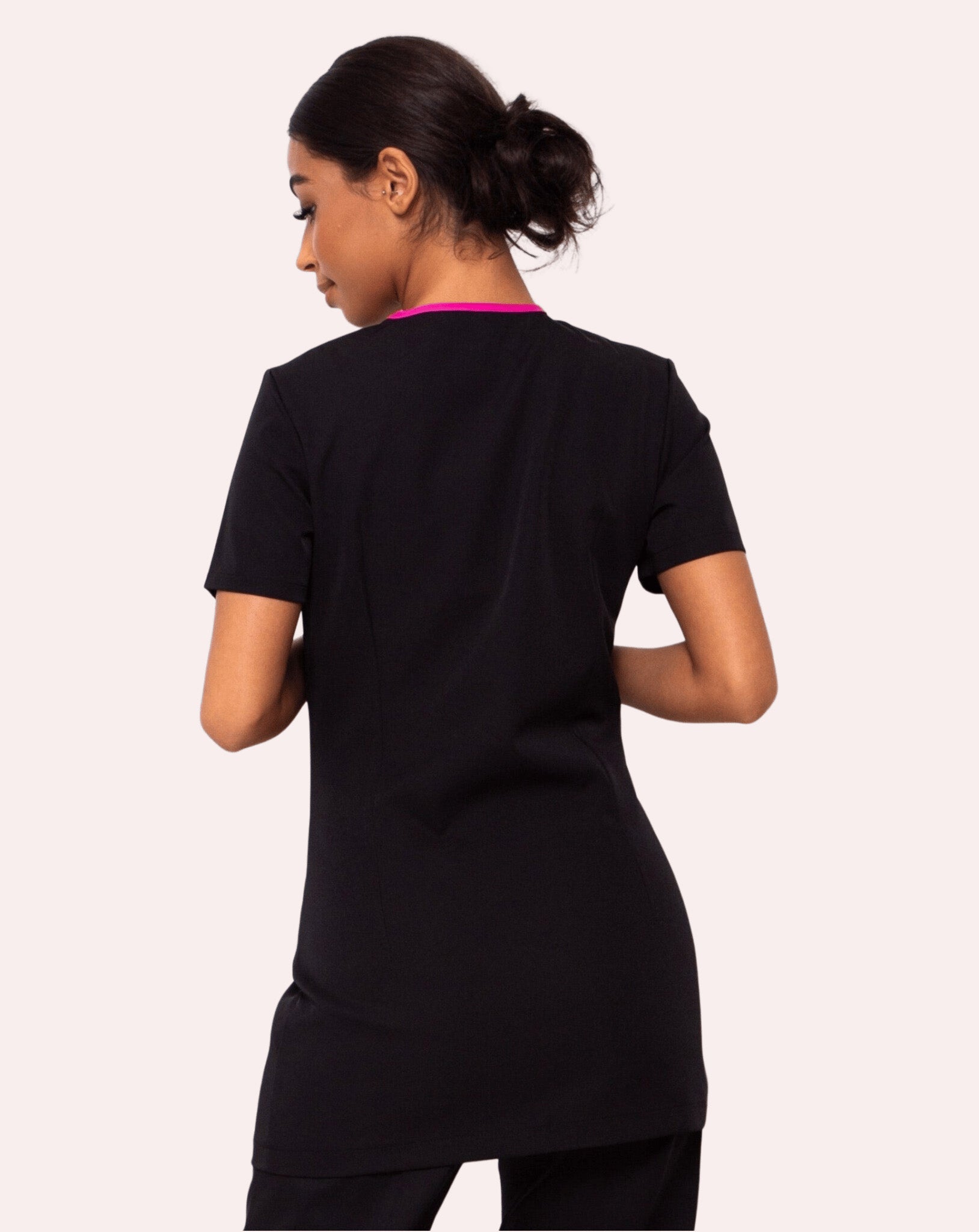 Charm Women's Asymmetric Tunic | Black & Hot Pink