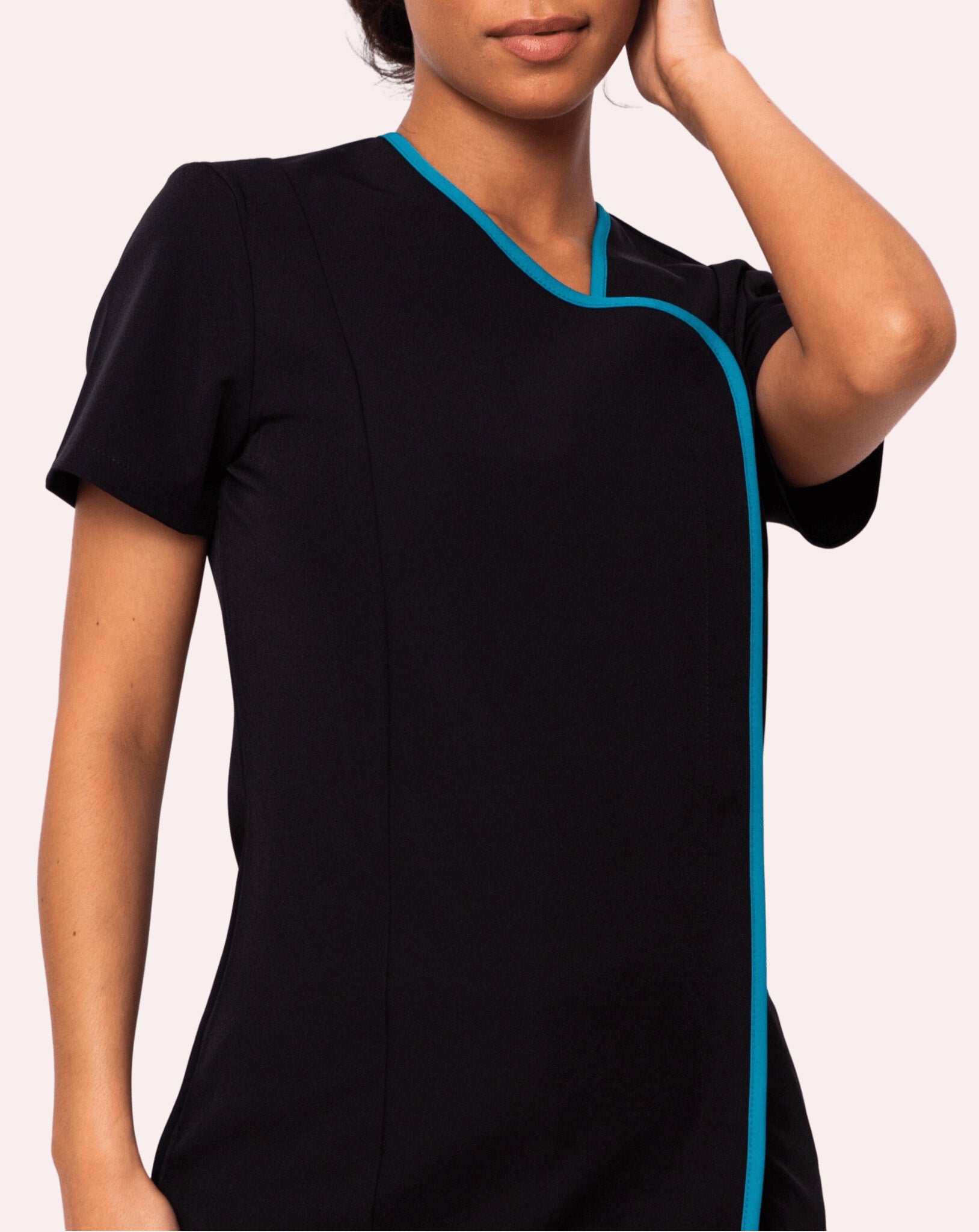 Charm Women's Asymmetric Tunic | Black & Teal