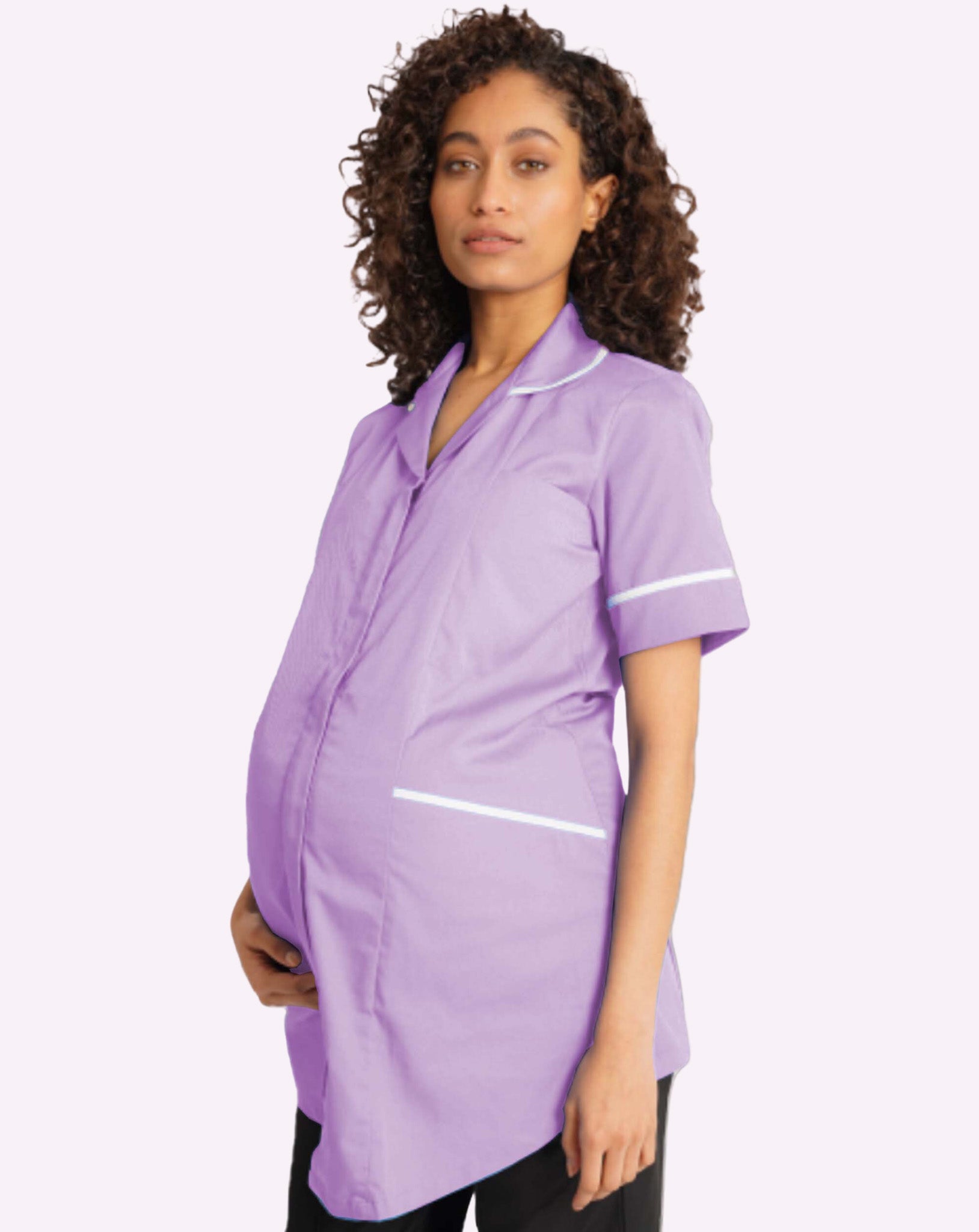 Erin Maternity Healthcare Tunic - Lilac / White