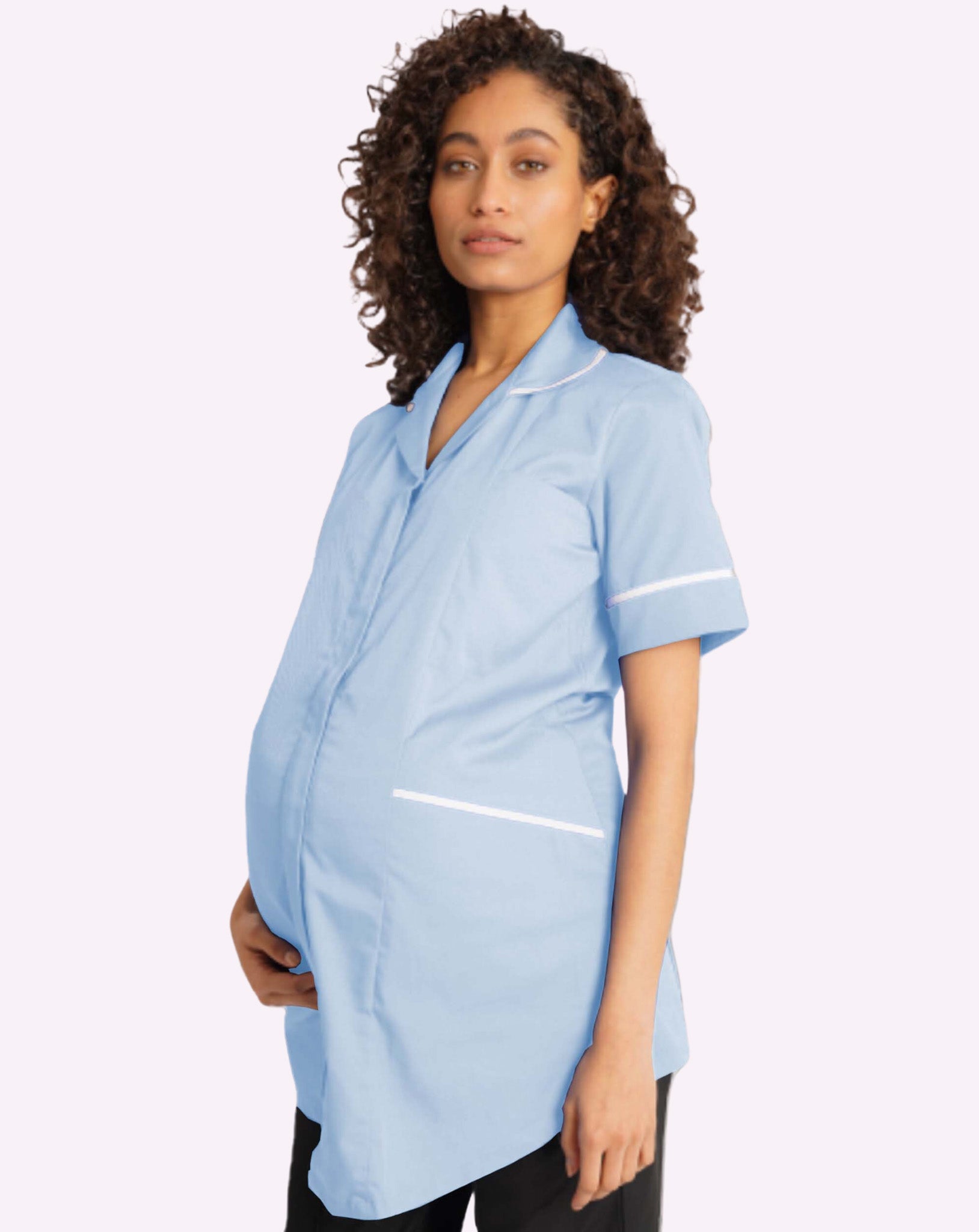 Erin Maternity Healthcare Tunic - Sky Blue / White