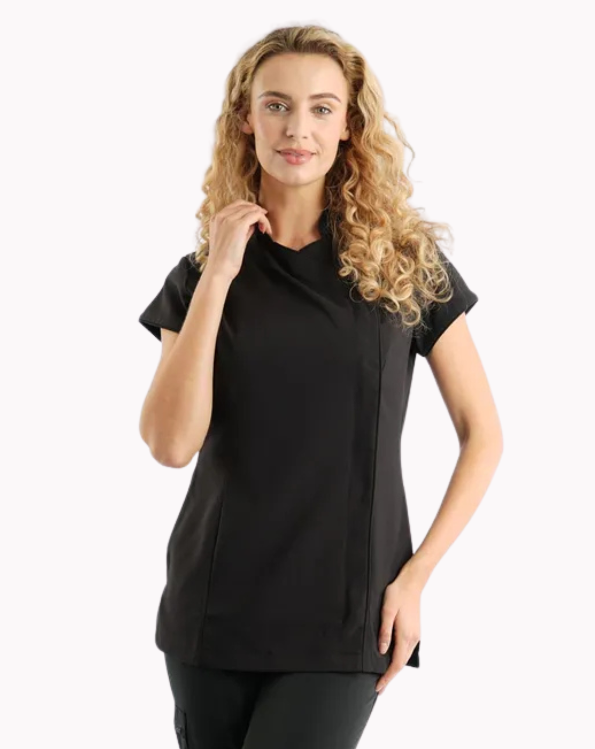 Event Women's Mandarin Collar Asymmetric Tunic | Black