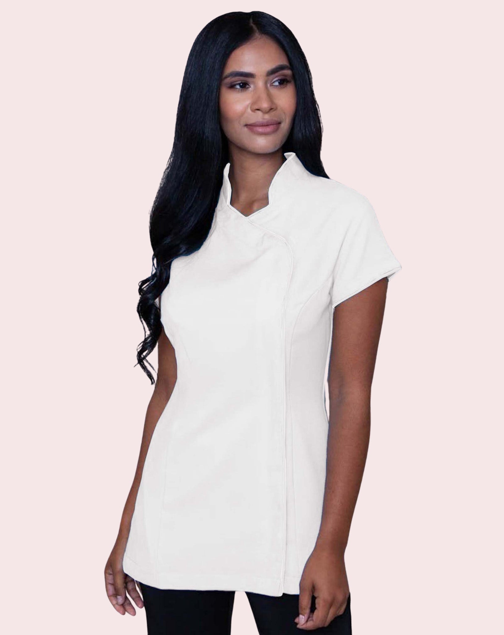 Event Women's Mandarin Collar Asymmetric Tunic | White
