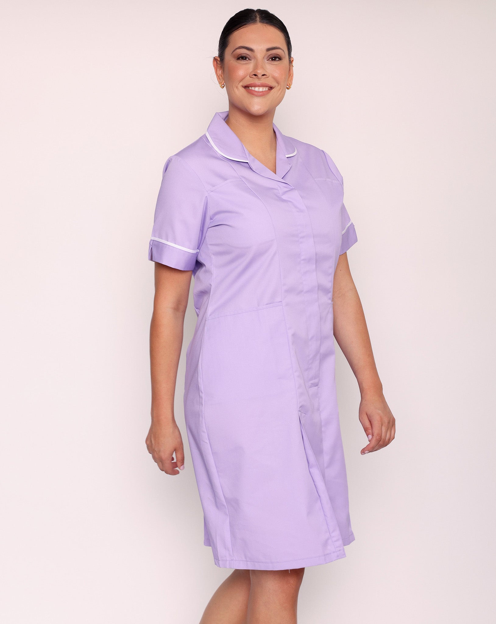 purple dress white collar Purple 1950s Solid Spliced Tie Neck Dress