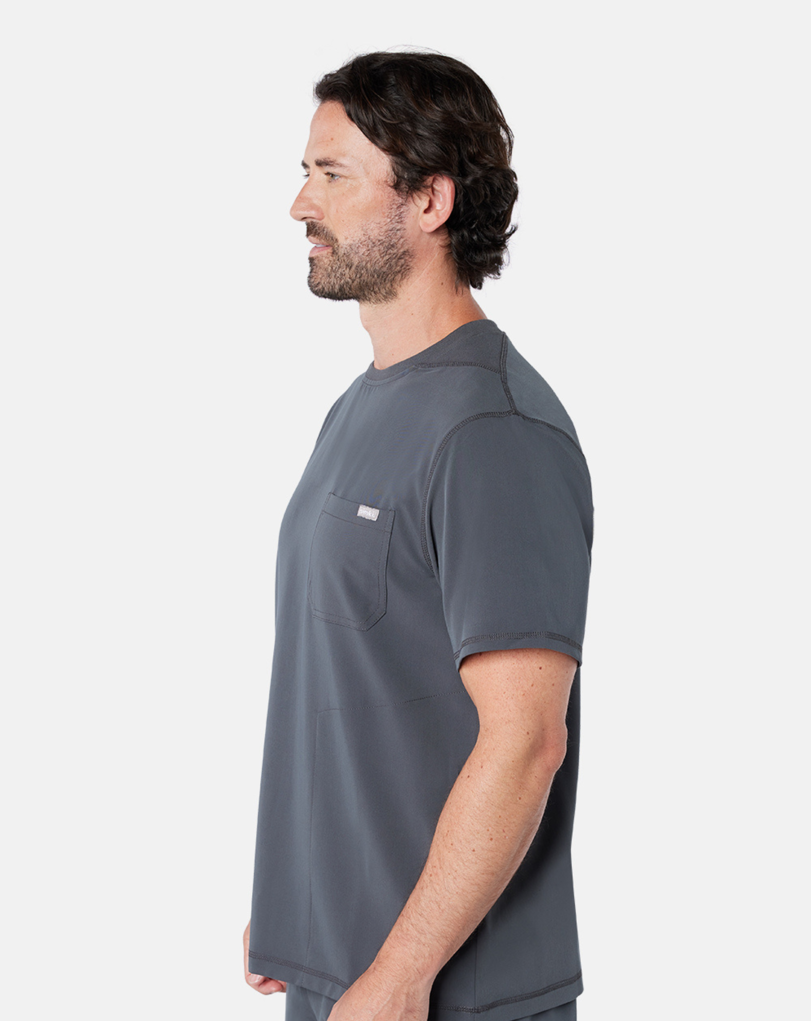 Miles One Pocket Scrub Top - Pewter