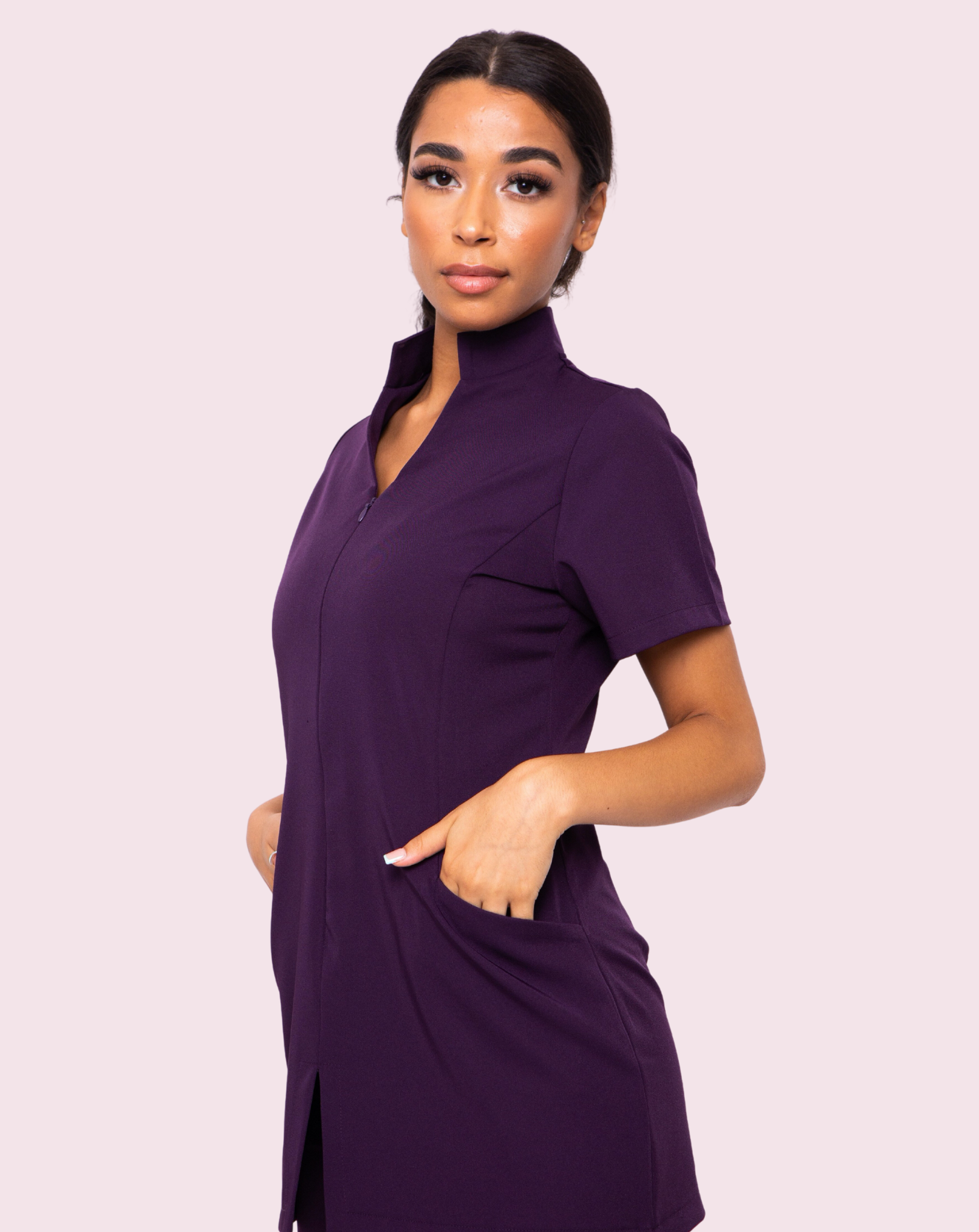 Allure Purple Therapist Uniform Tunic with Pockets Plus Size Beauty Tunics