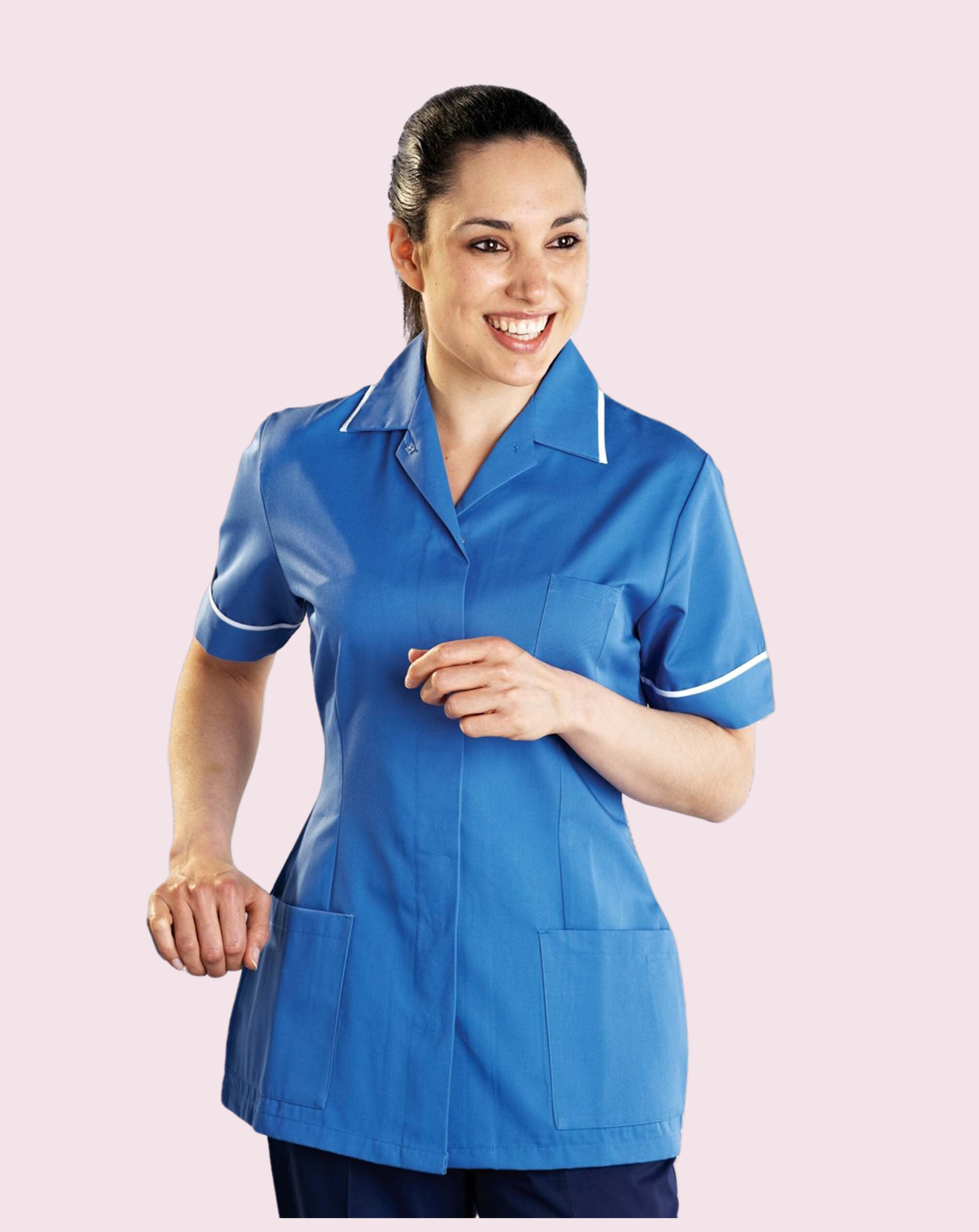 Claira Women's Revere Collar Healthcare Tunic | Hospital Blue & White