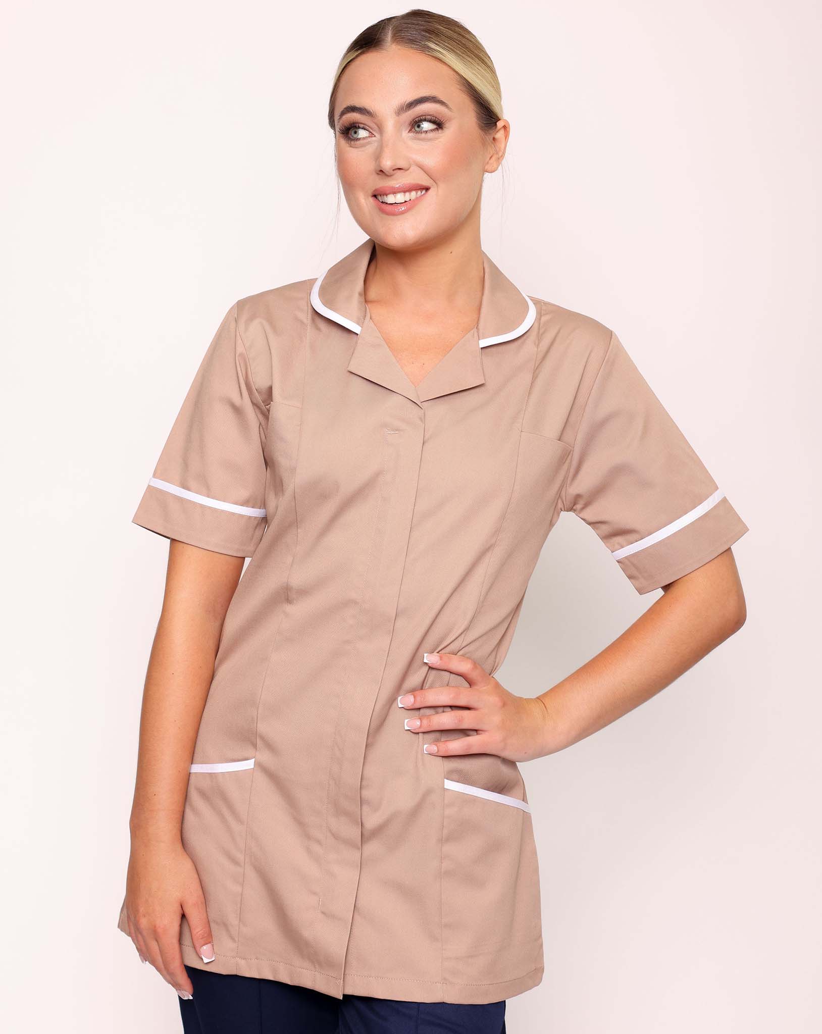 Alcott Ladies Healthcare Tunic - Biscuit / White
