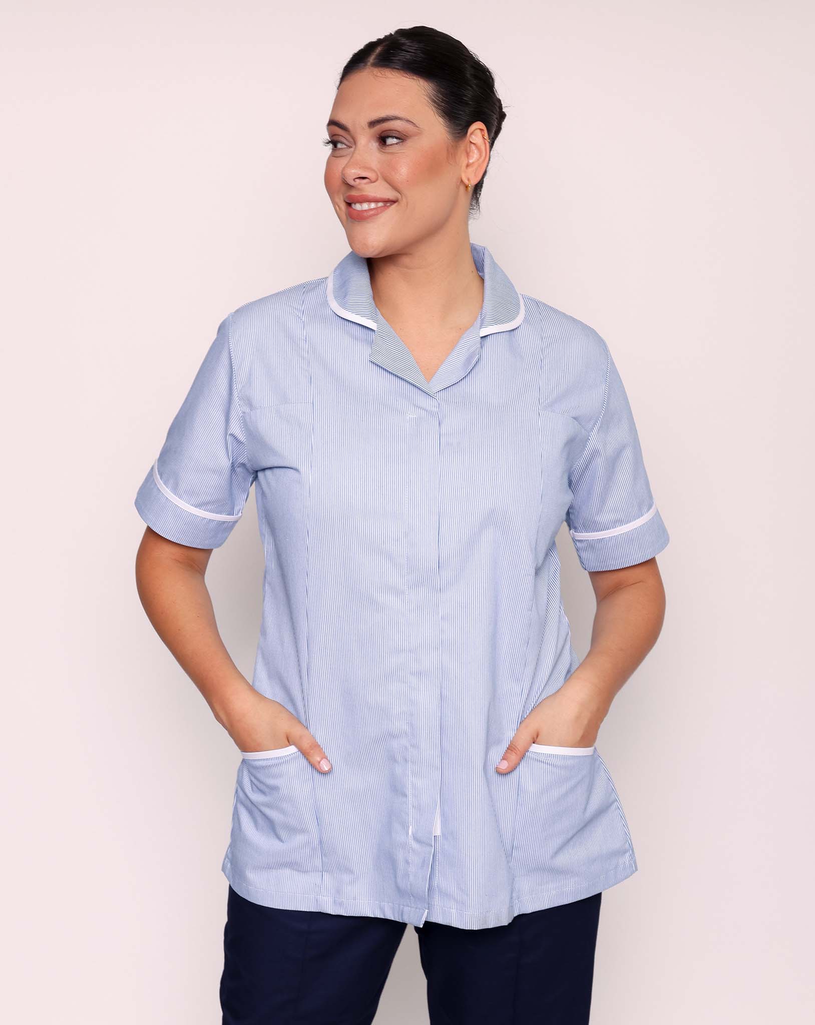 Alcott Ladies Healthcare Tunic - Blue / White Stripe
