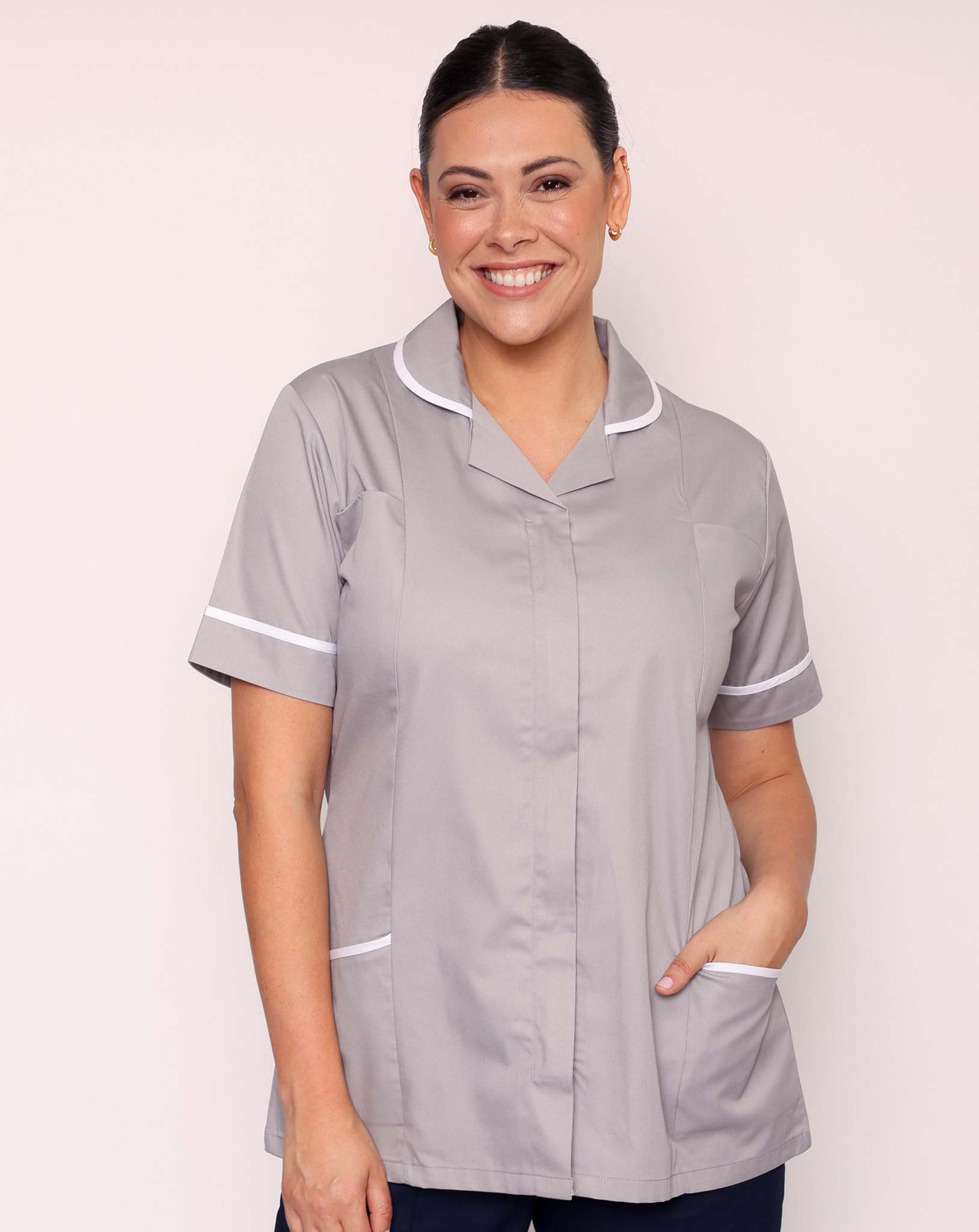 Alcott Ladies Healthcare Tunic - Grey / White