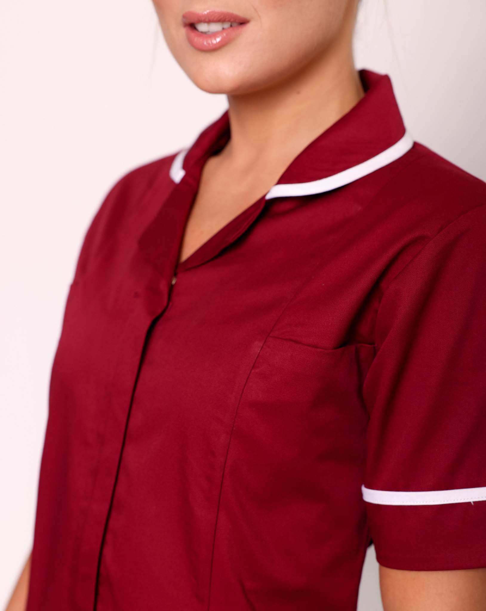 Alcott Ladies Healthcare Tunic - Maroon / White