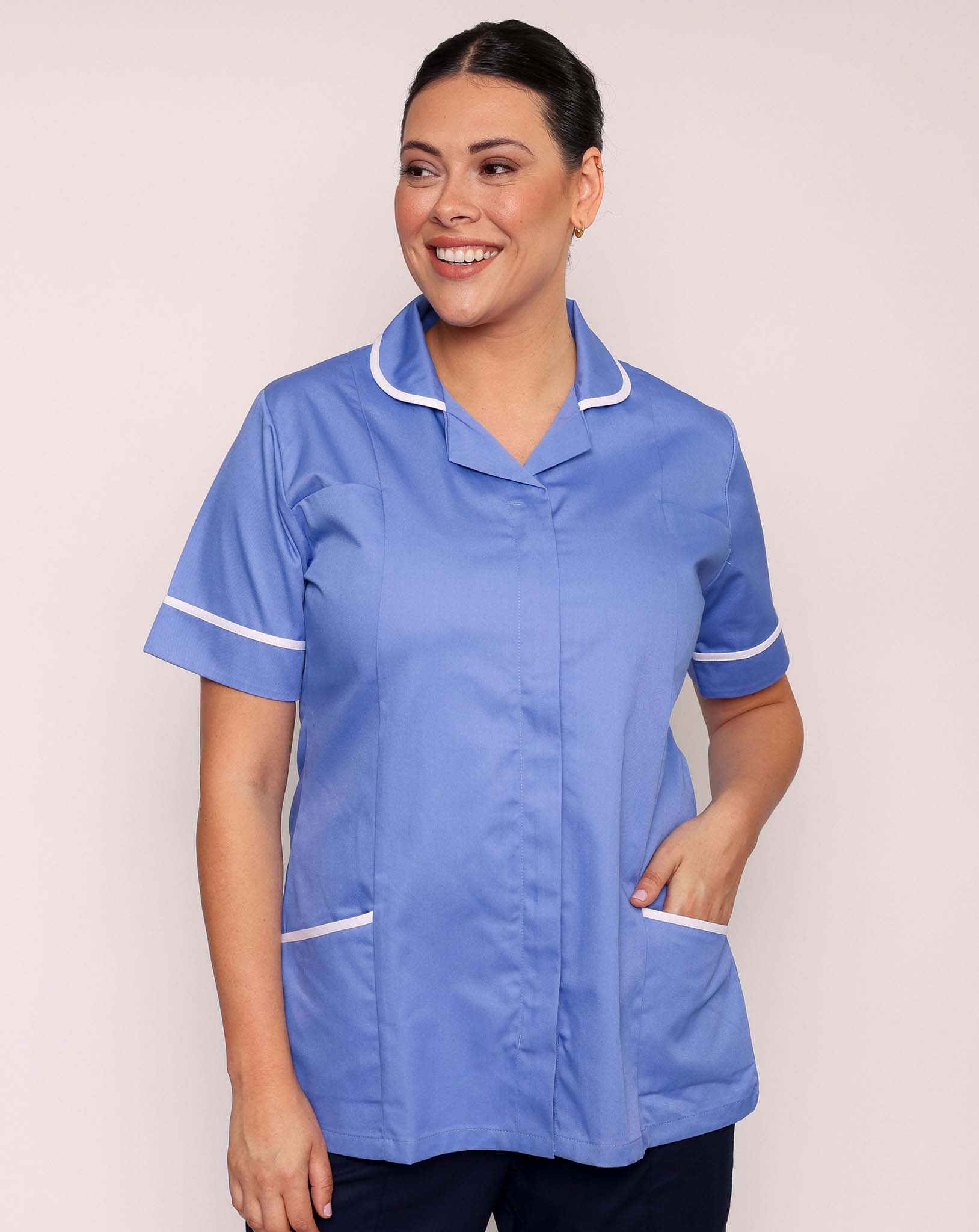 Alcott Ladies Healthcare Tunic - Metro Blue / White