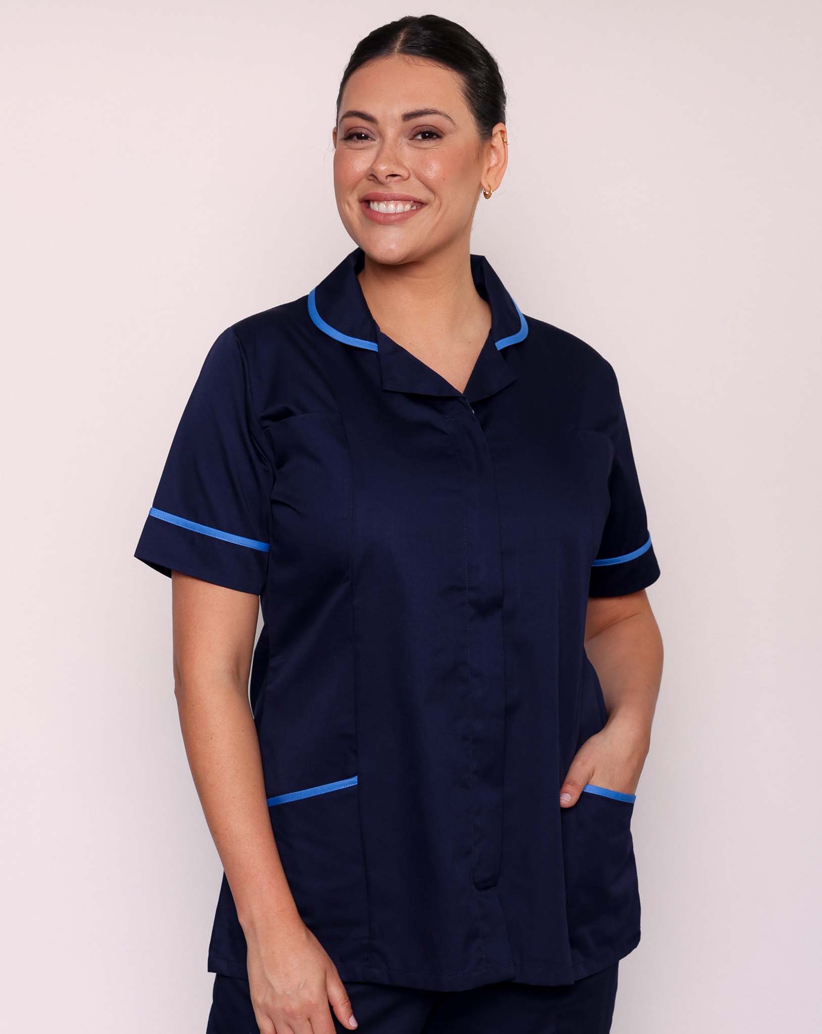 Alcott Ladies Healthcare Tunic - Navy / Hospital Blue