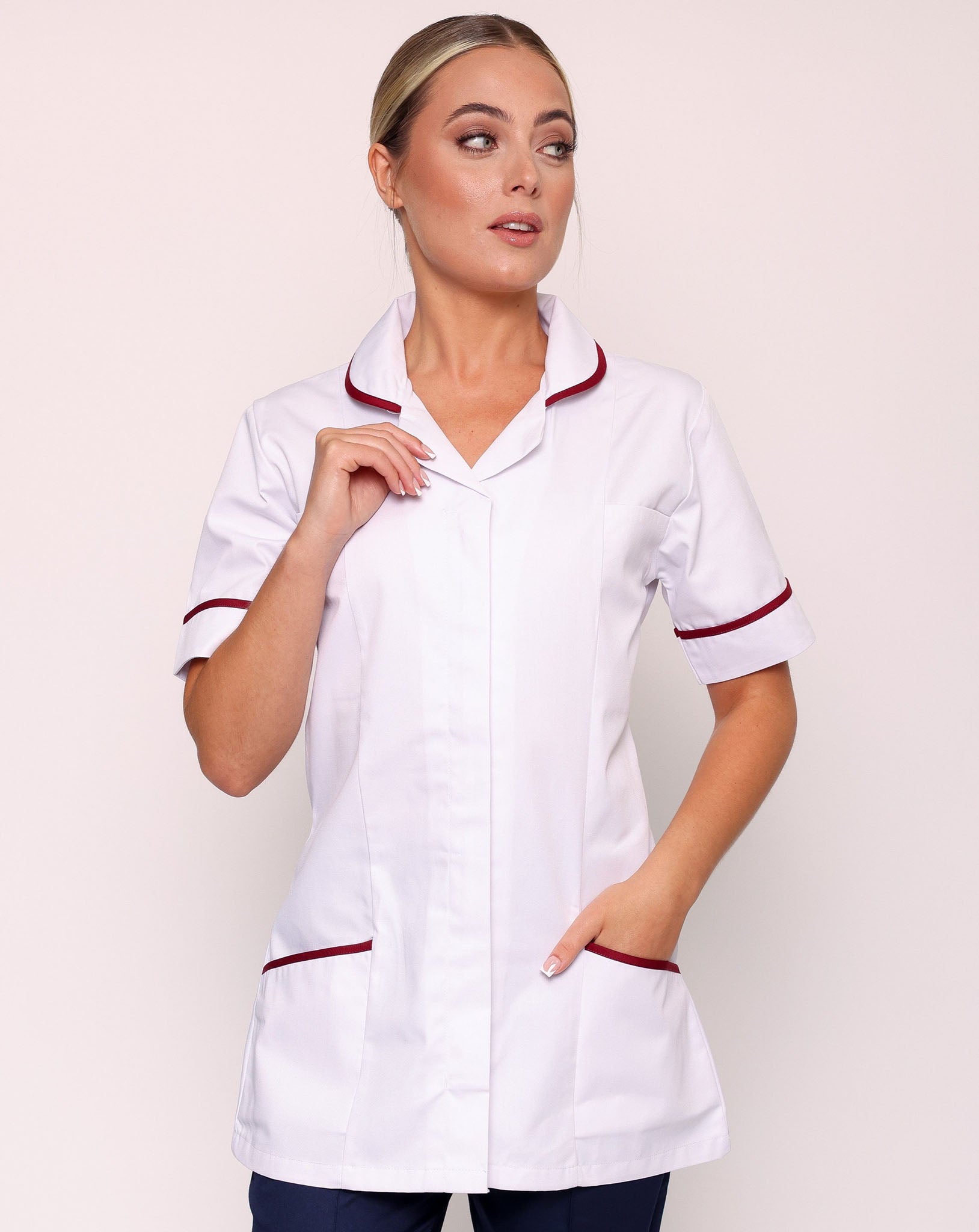 Alcott Ladies Healthcare Tunic - White / Maroon