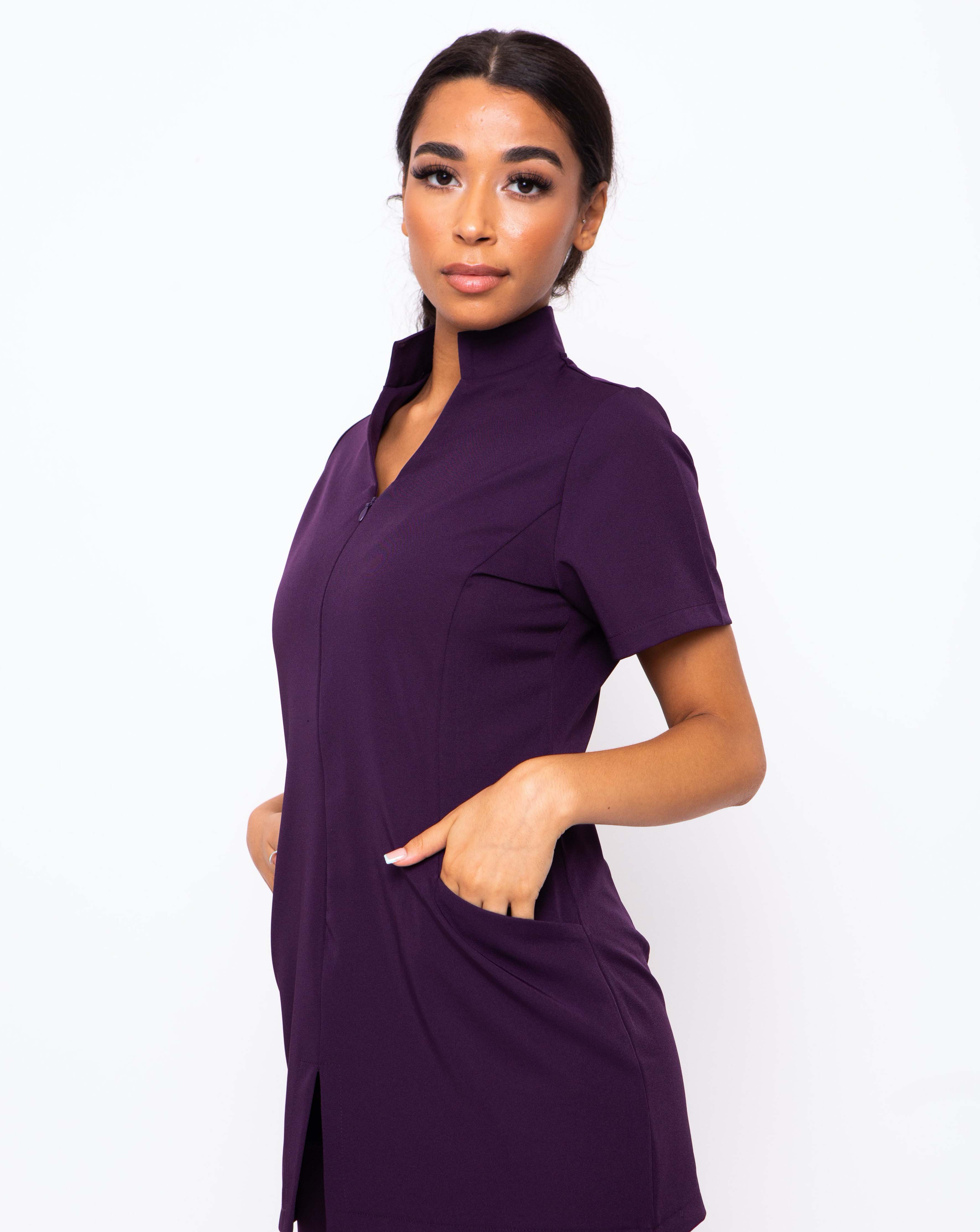 Allure Healthcare Tunic with Pockets - Aubergine