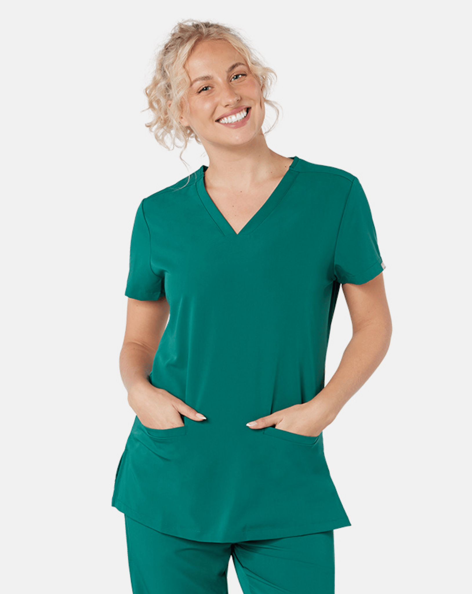 Ari Long Length Scrub Top - Hunter Green