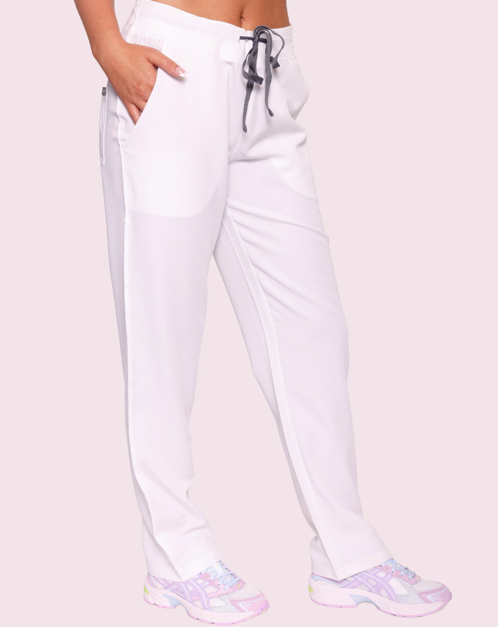 Arlo Straight Leg Scrub Bottoms - White