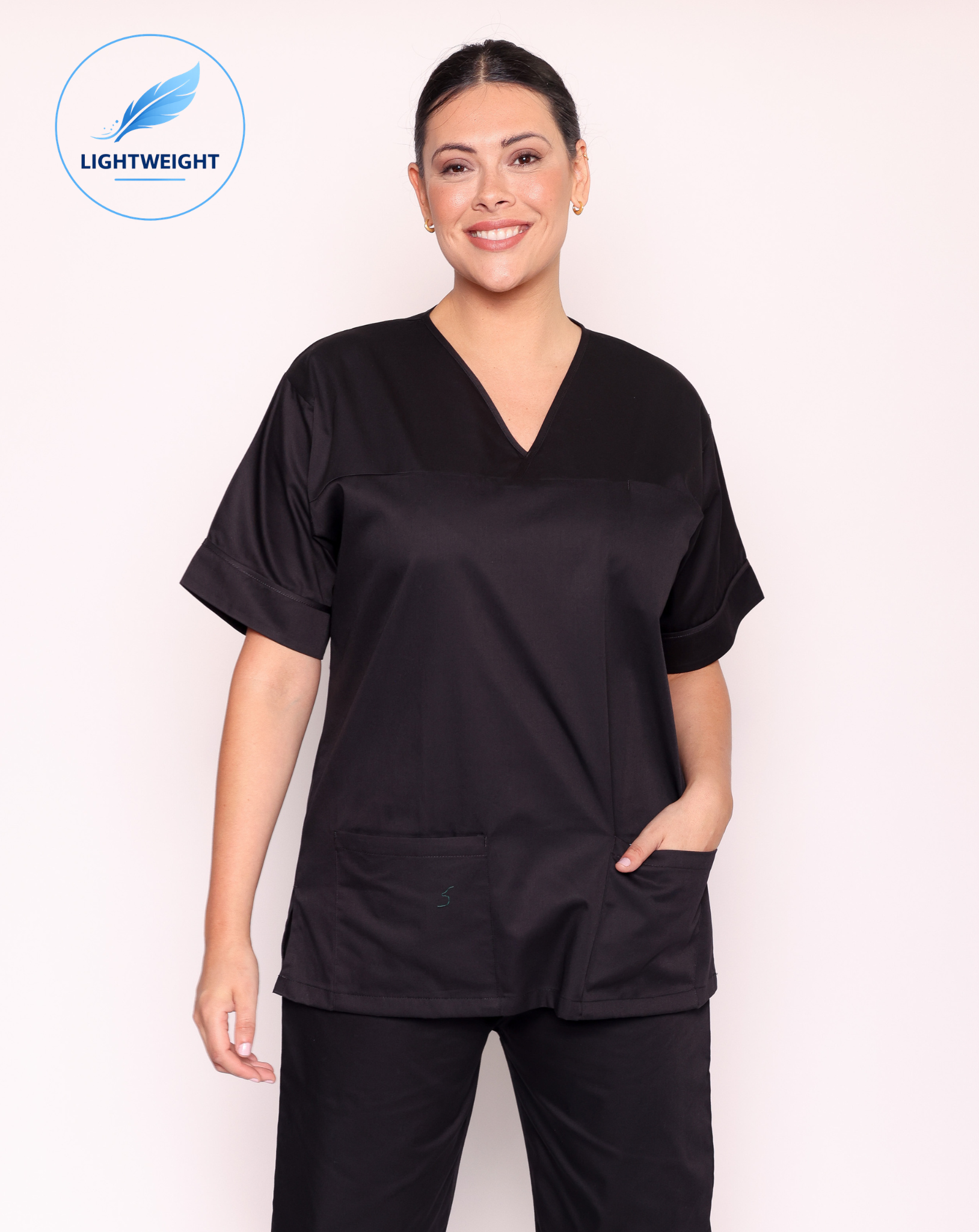 Lightweight Scrub Top - Black
