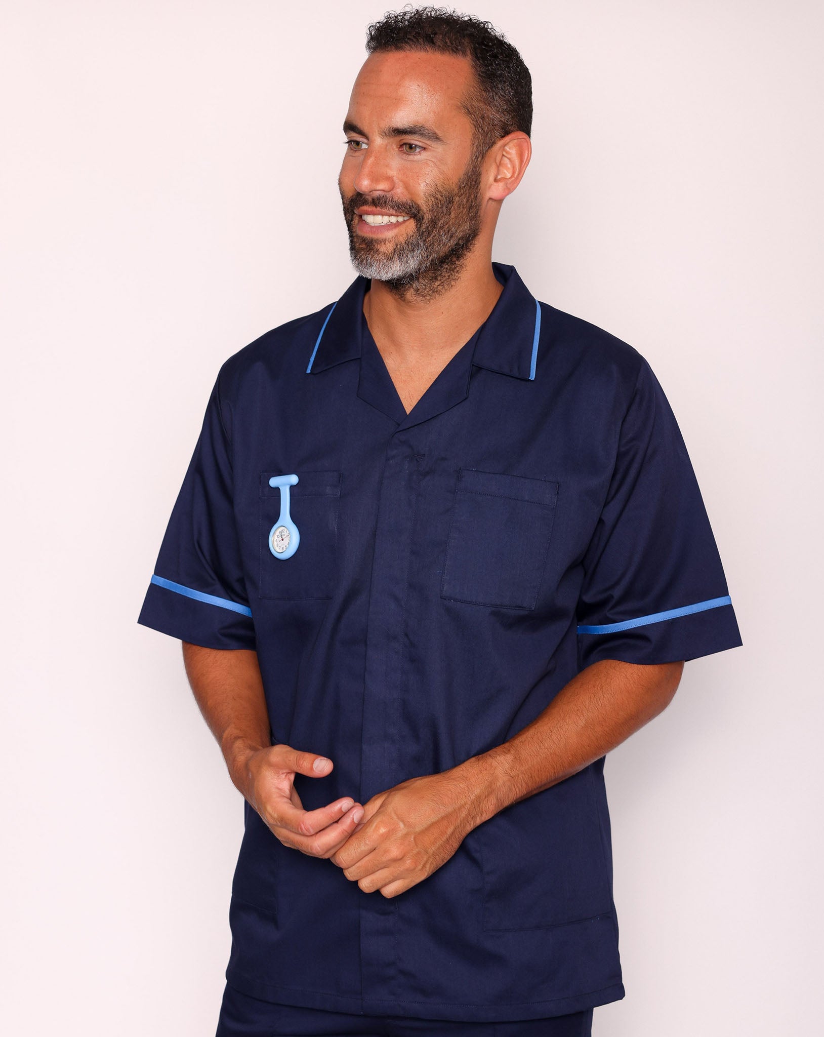 Drayford Men's Classic Healthcare Tunic - Navy / Hospital Blue