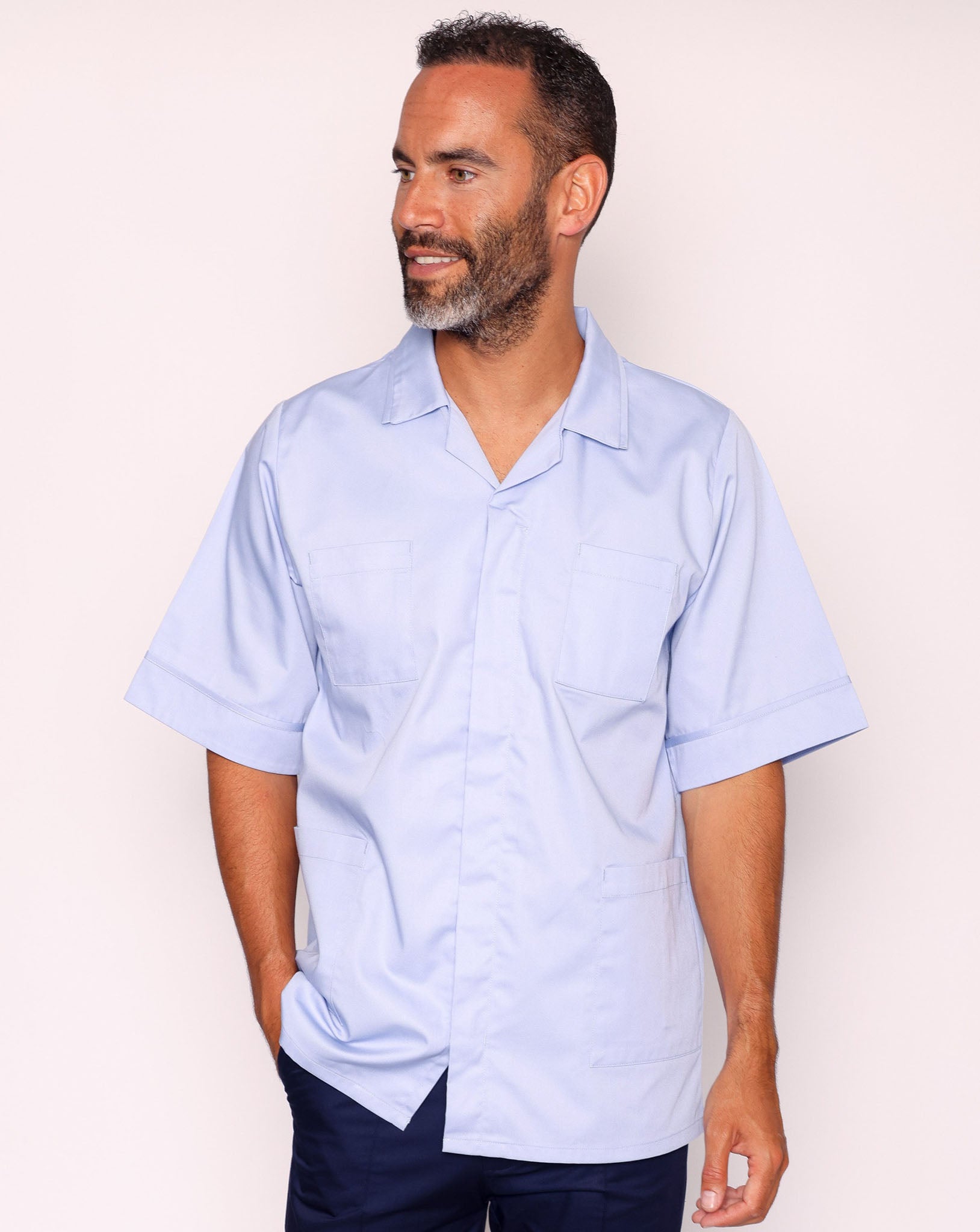 Drayford Men's Classic Healthcare Tunic - Sky Blue / Sky Blue