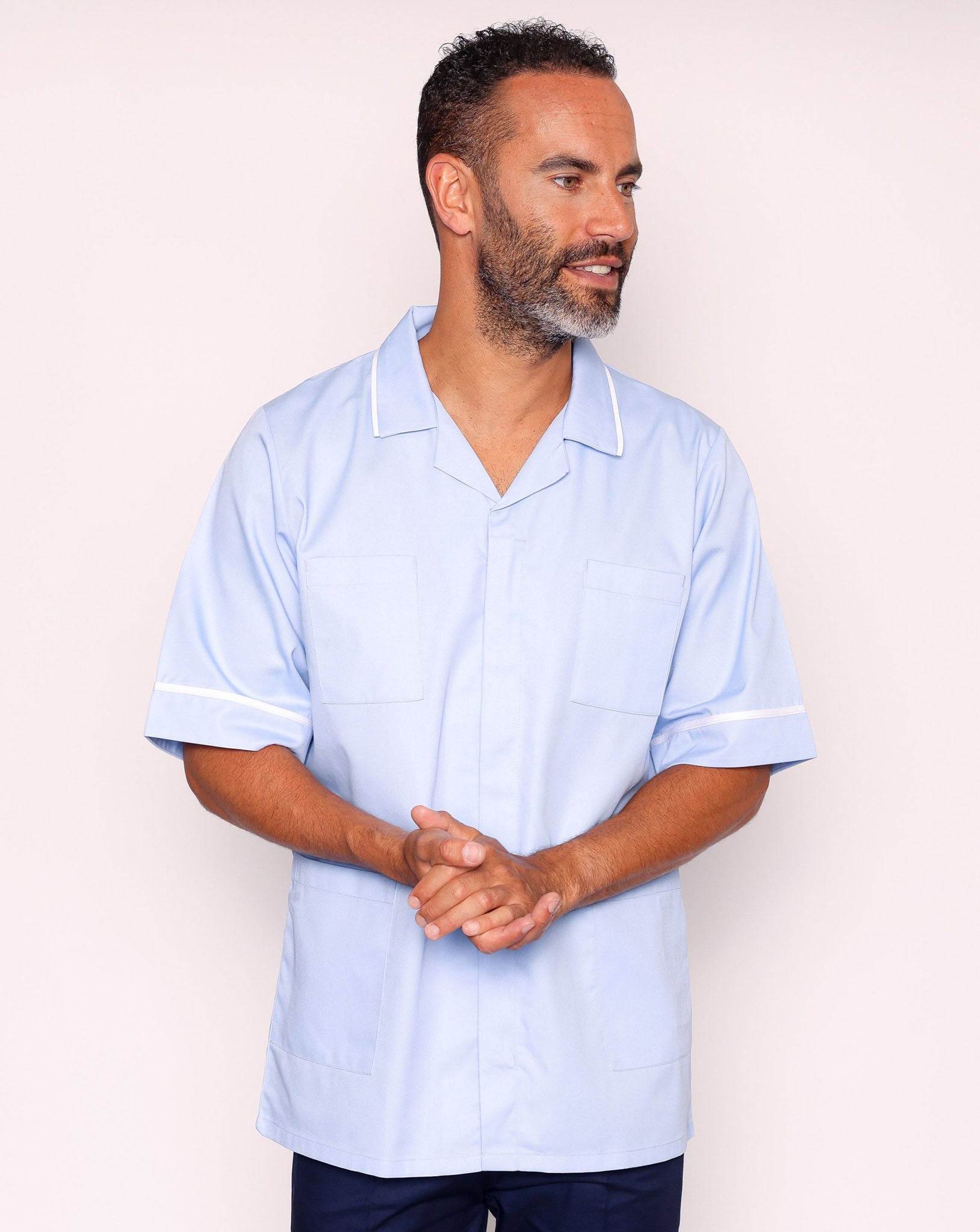Drayford Men's Classic Healthcare Tunic - Sky / White