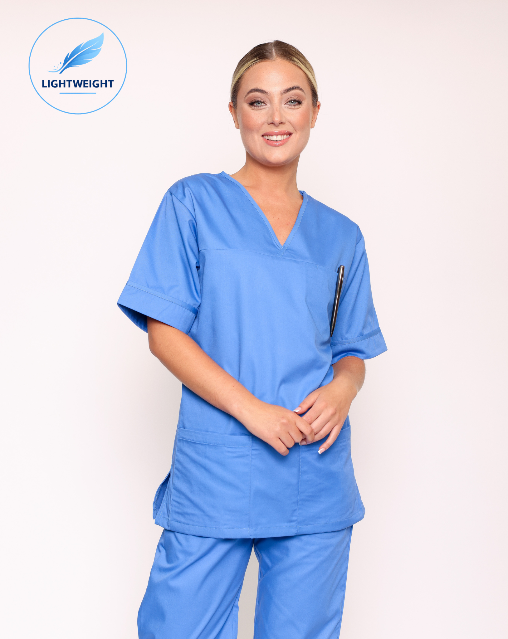 Lightweight Scrub Top - Hospital Blue