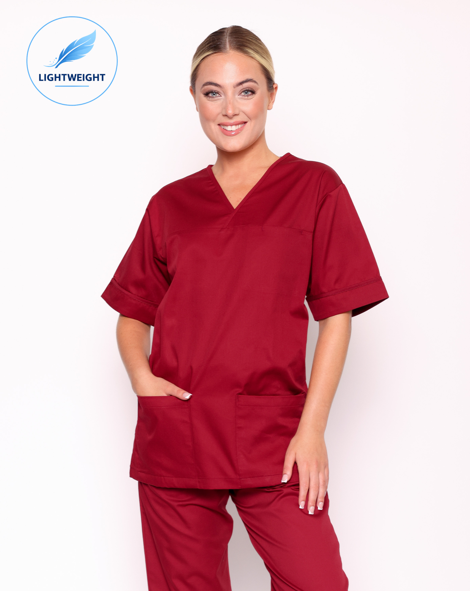 Lightweight Scrub Top - Maroon