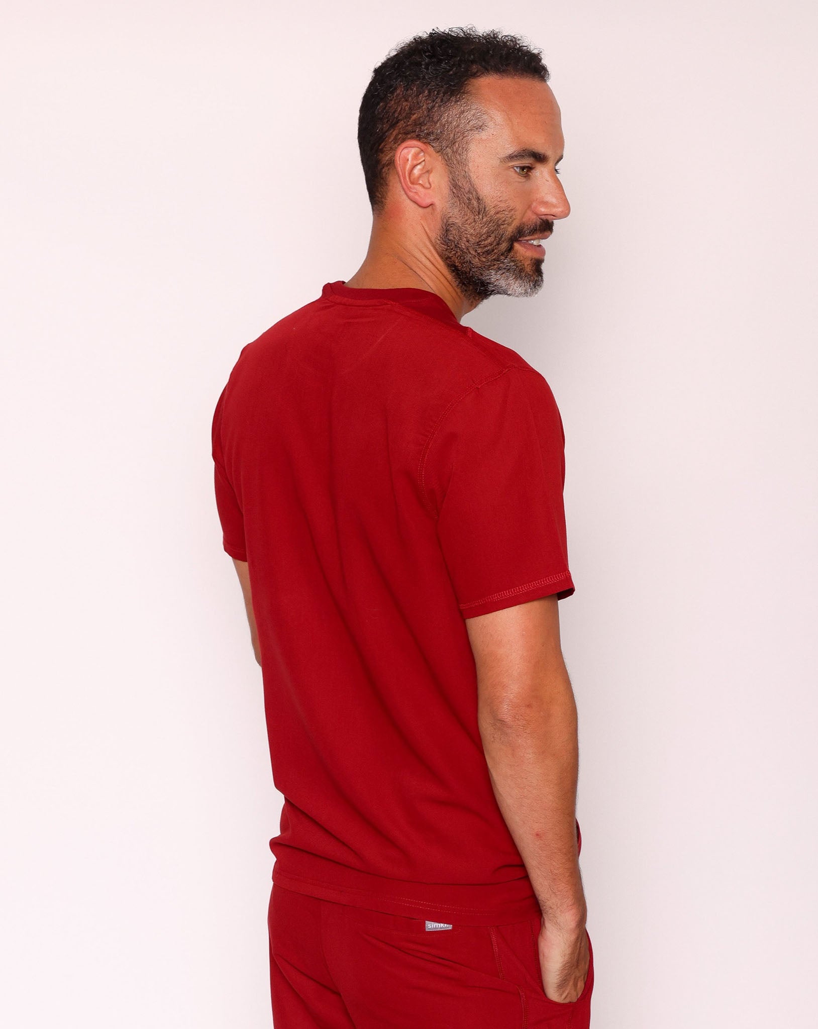 Miles One Pocket Scrub Top - Burgundy