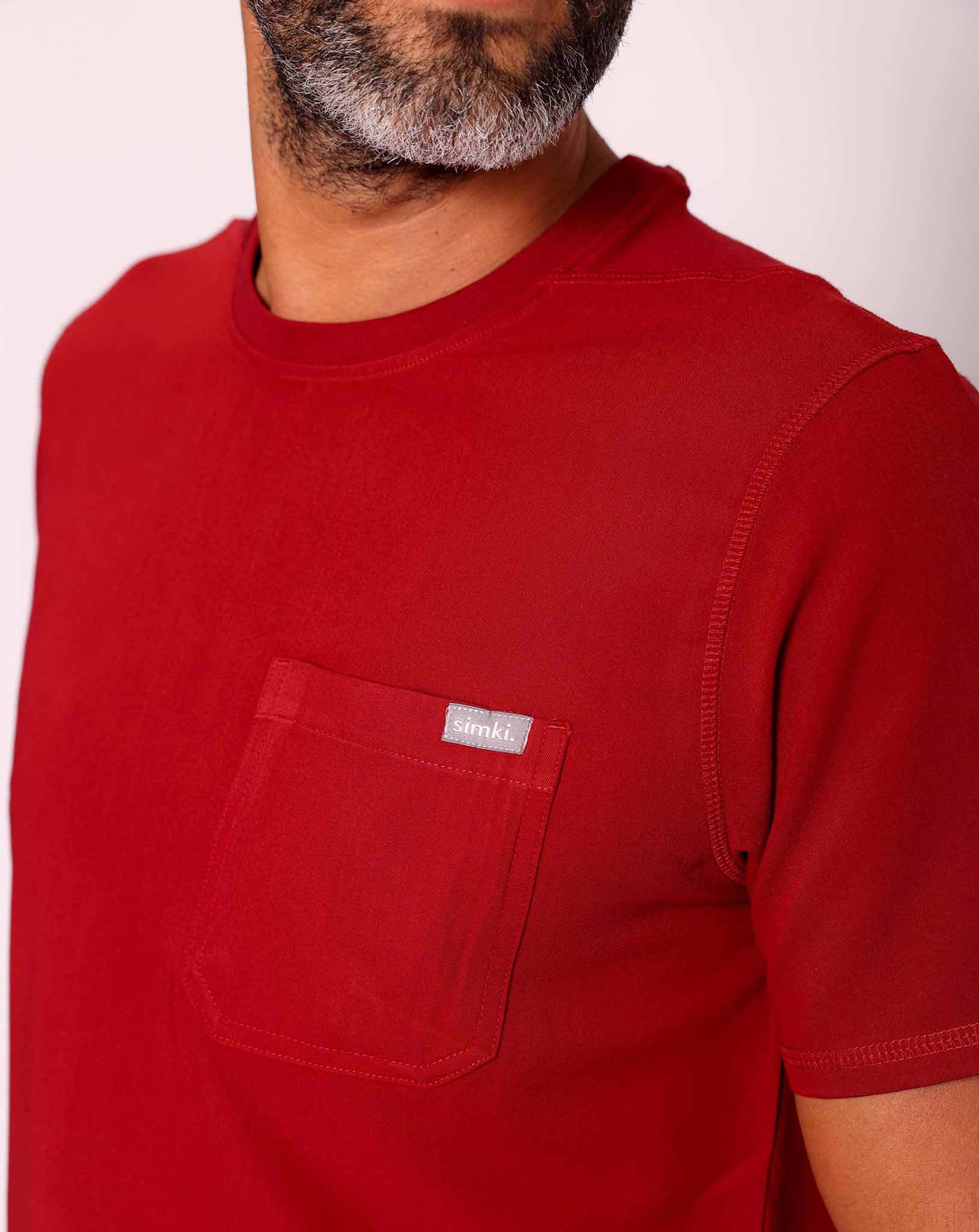 Miles One Pocket Scrub Top - Burgundy