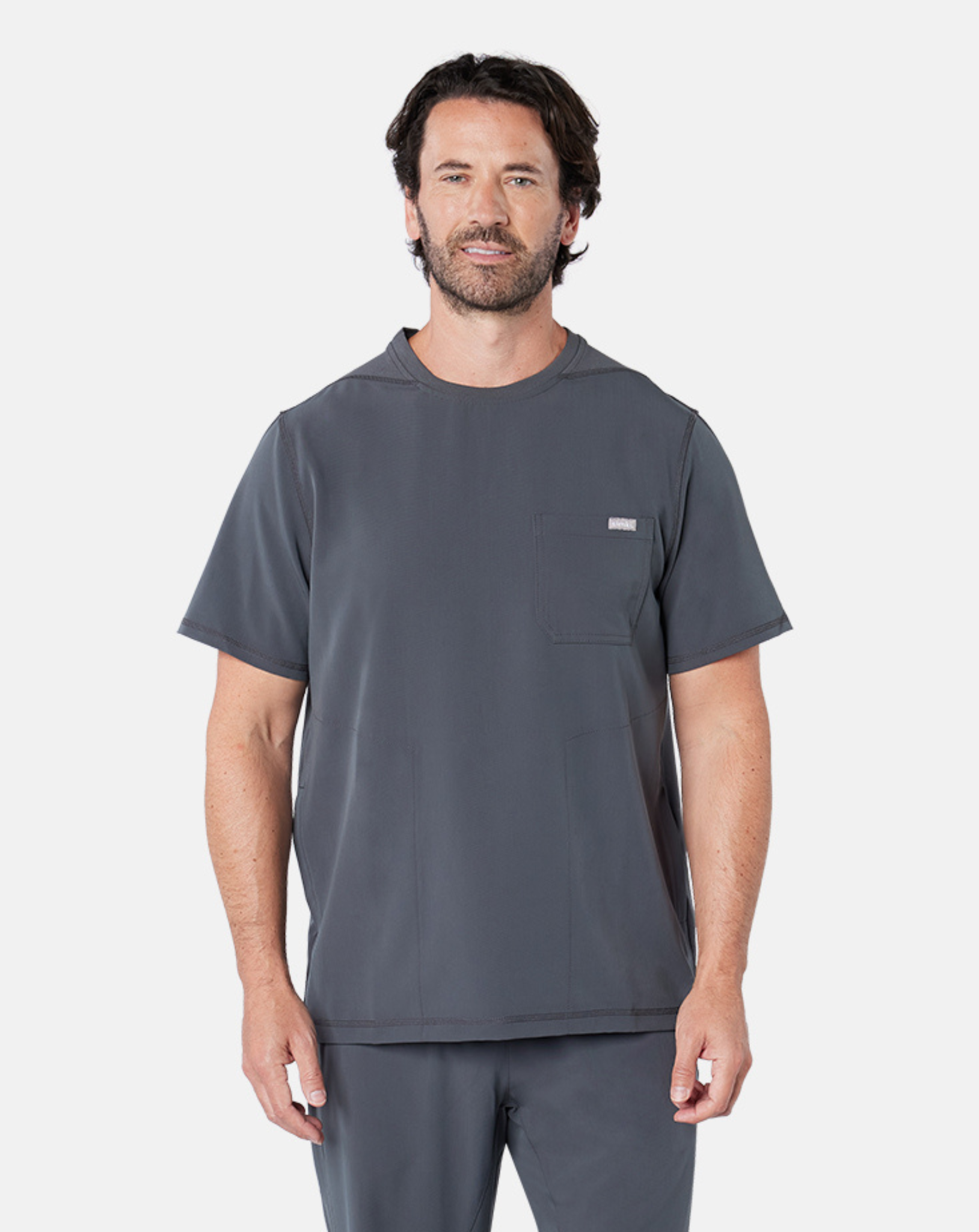 Miles One Pocket Scrub Top - Pewter