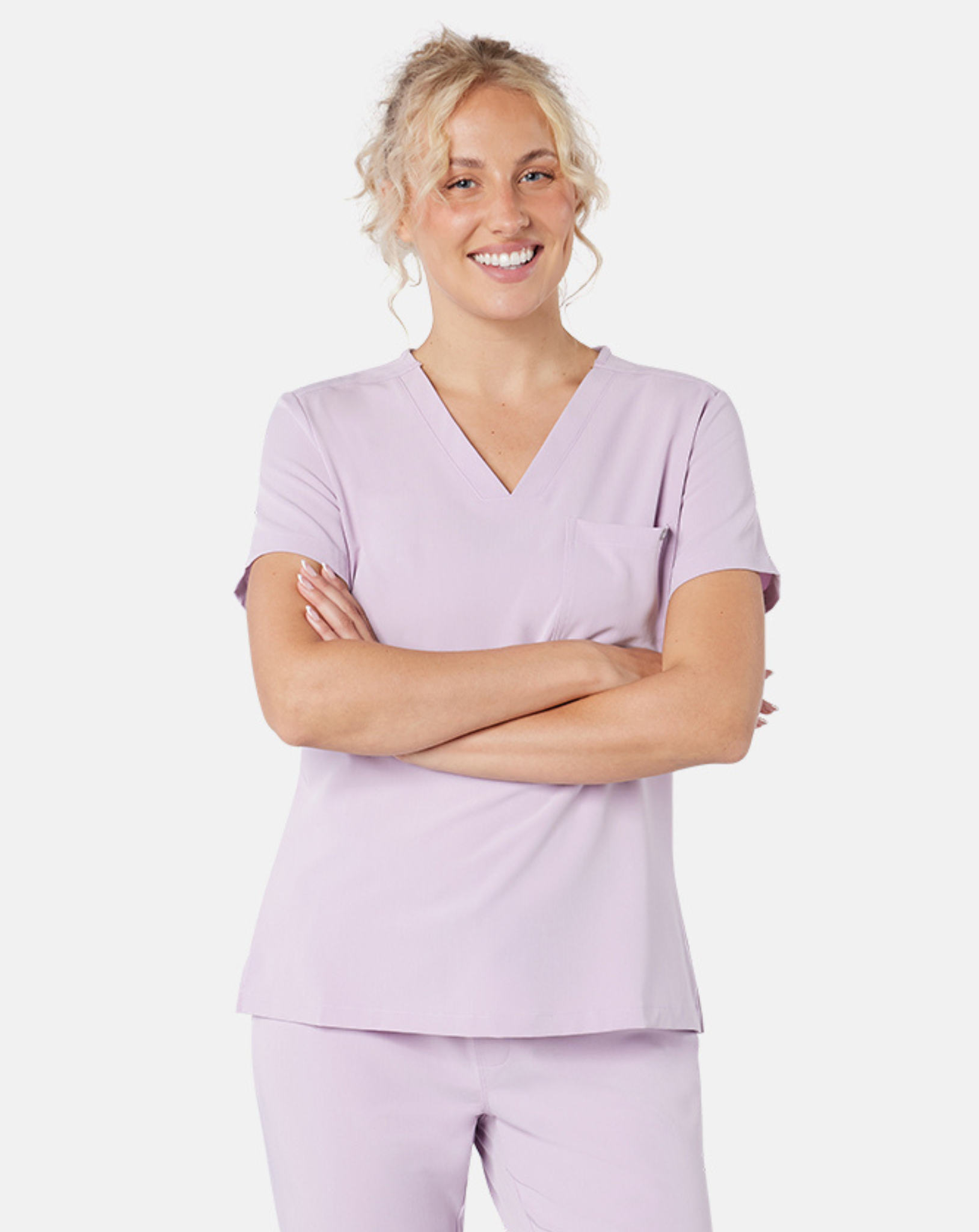 Nova Modern Scrub Top - Blush Pink