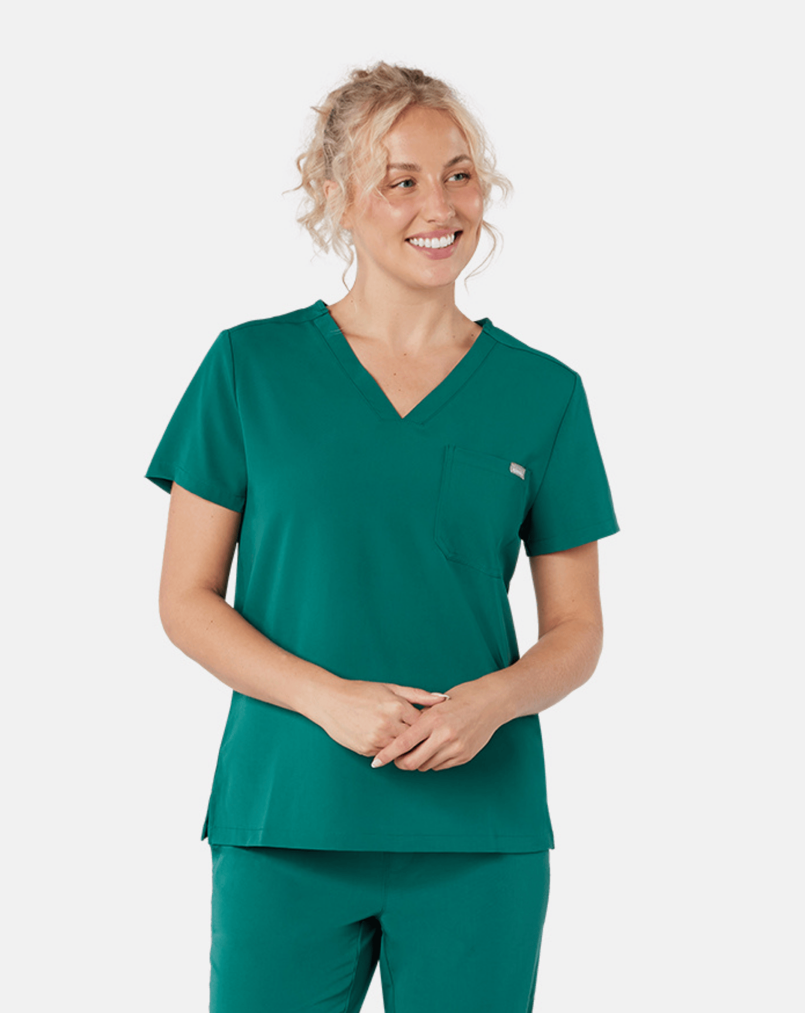 Nova Modern Scrub Top - Hunter Green