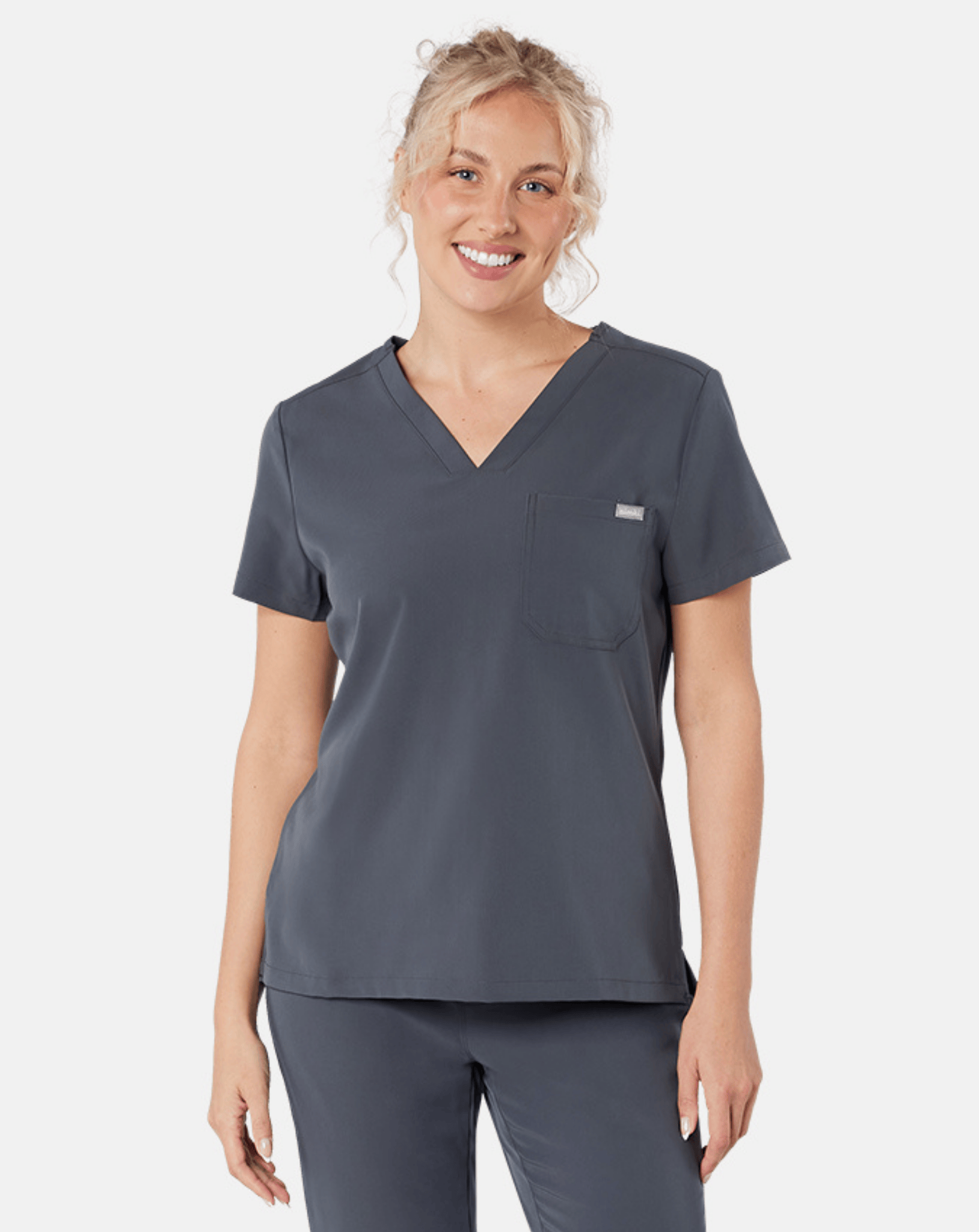 Nova Modern Scrub Top - Pewter