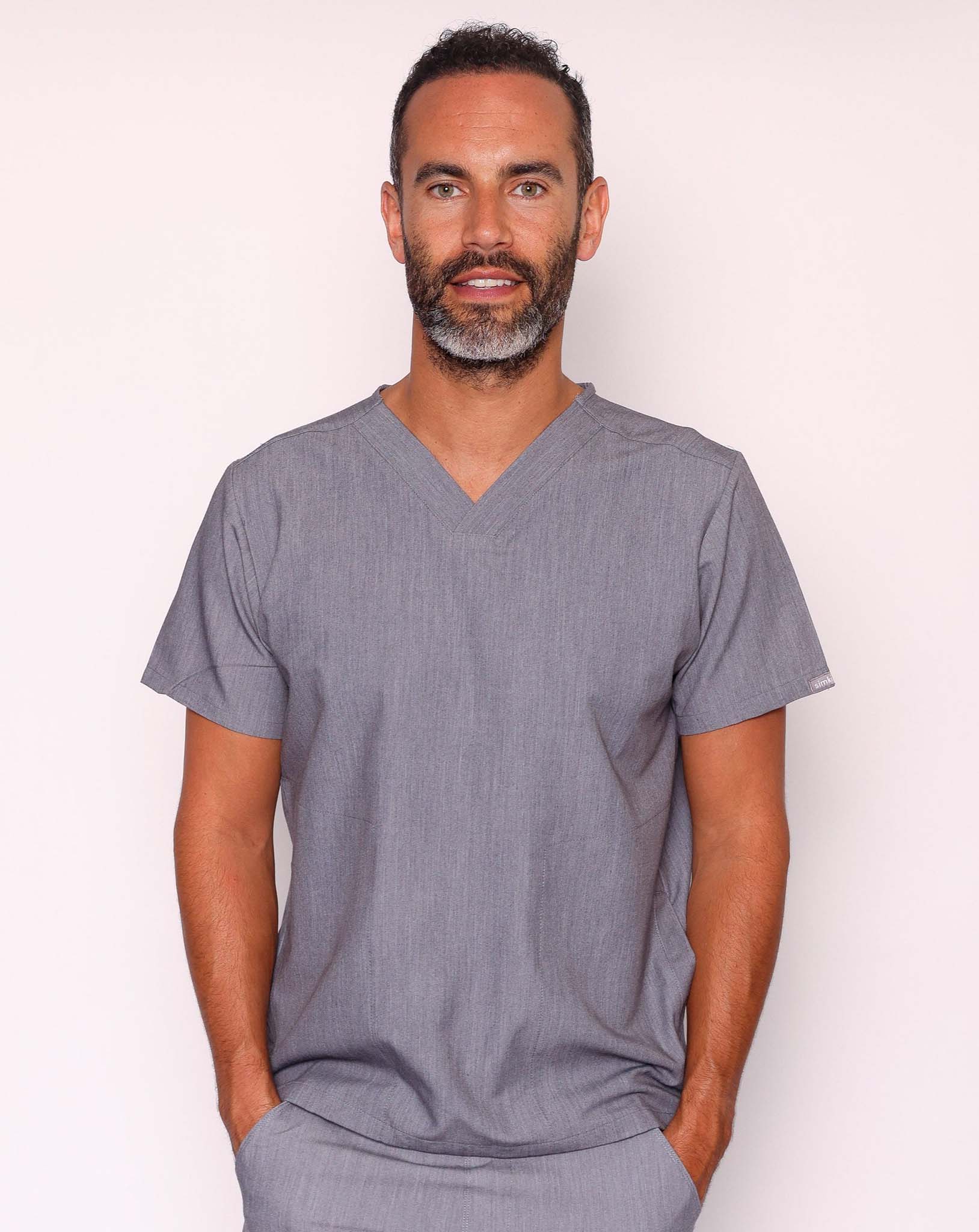 Oscar Scrub Top - Charcoal Grey